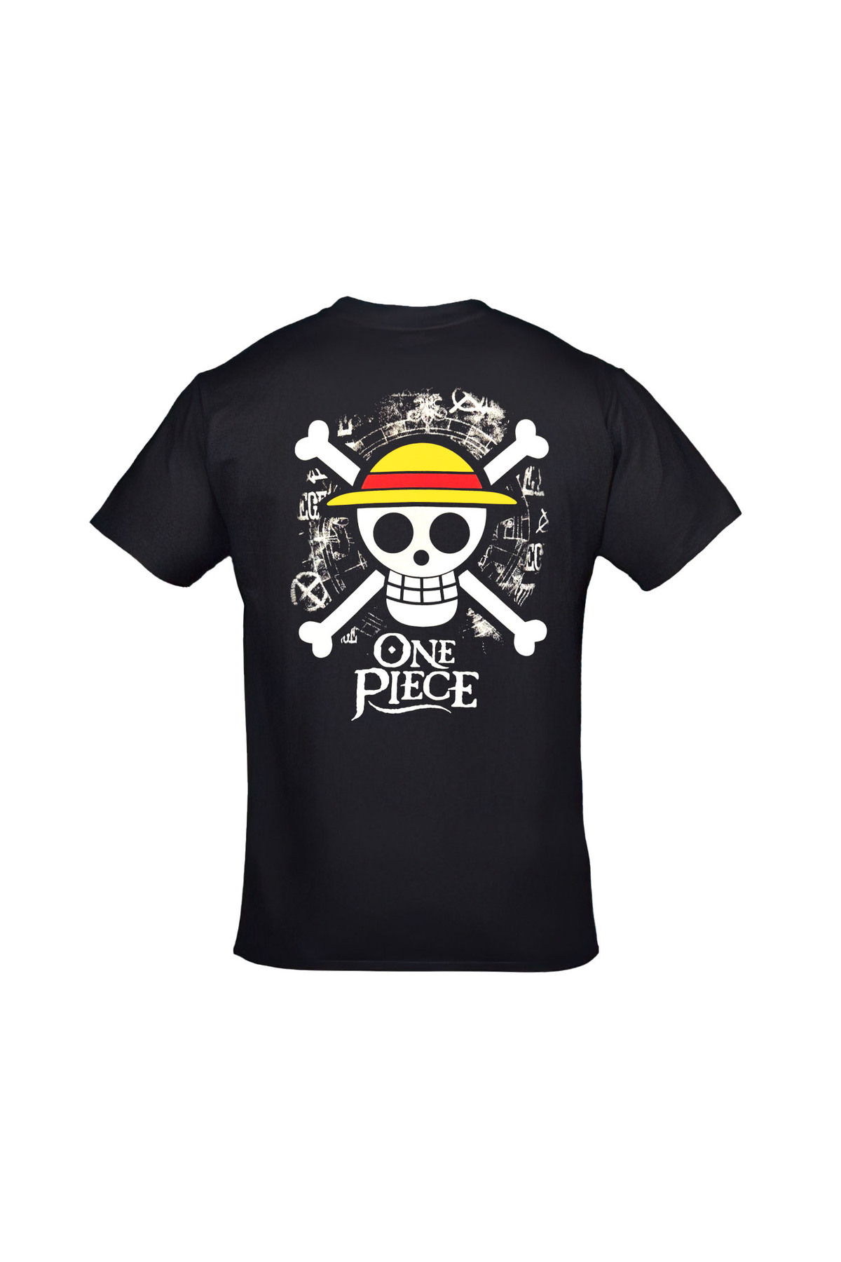 One Piece Flag Unisex Ön Arka Baskılı Siyah Tshirt
