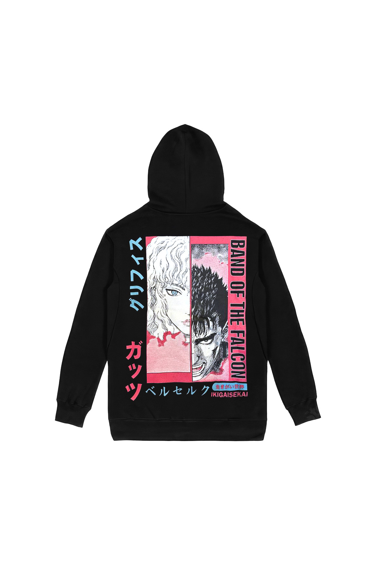Berserk Band of The Falcon İkigaisekai Ön Arka Baskılı Siyah Kapşonlu Sweatshirt
