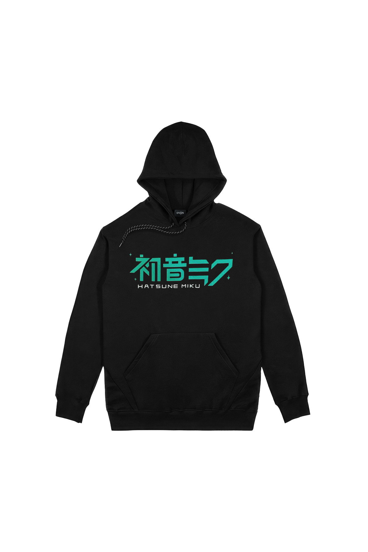 Hatsune Miku CV01 Vocaloid Ön Arka Baskılı Siyah Kapşonlu Sweatshirt