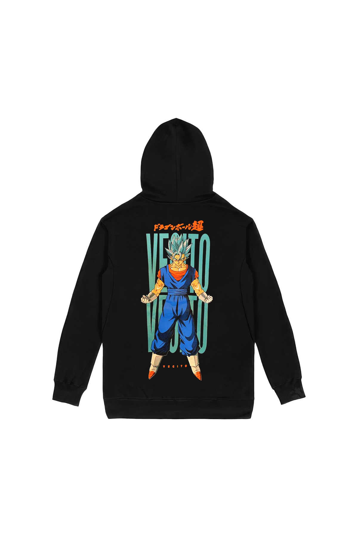 Dragon Ball Z Vegito Ön Arka Baskılı Siyah Kapşonlu Sweatshirt
