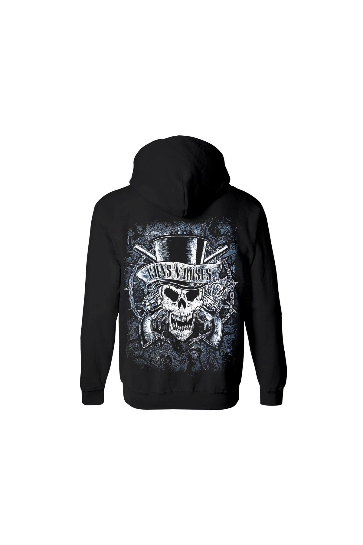 Guns N Roses Ön Arka Baskılı Fermuarlı Kapüşonlu Siyah Sweatshirt