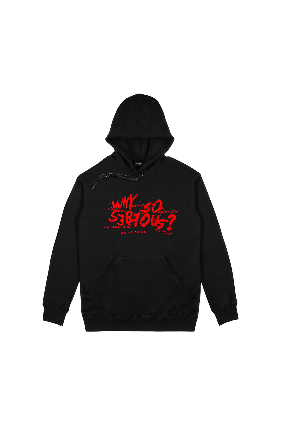 Joker Why So Serious Ön Arka Baskılı Siyah Kapşonlu Sweatshirt