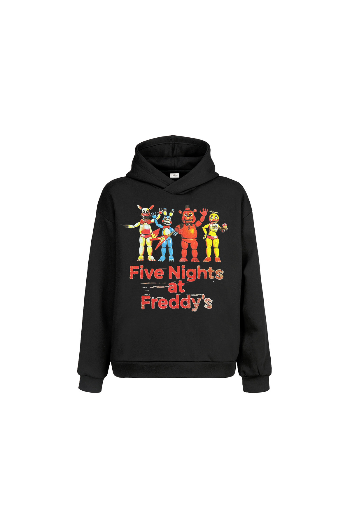 Five Nights at Freddy's Baskılı Siyah Kapşonlu Çocuk Sweatshirt