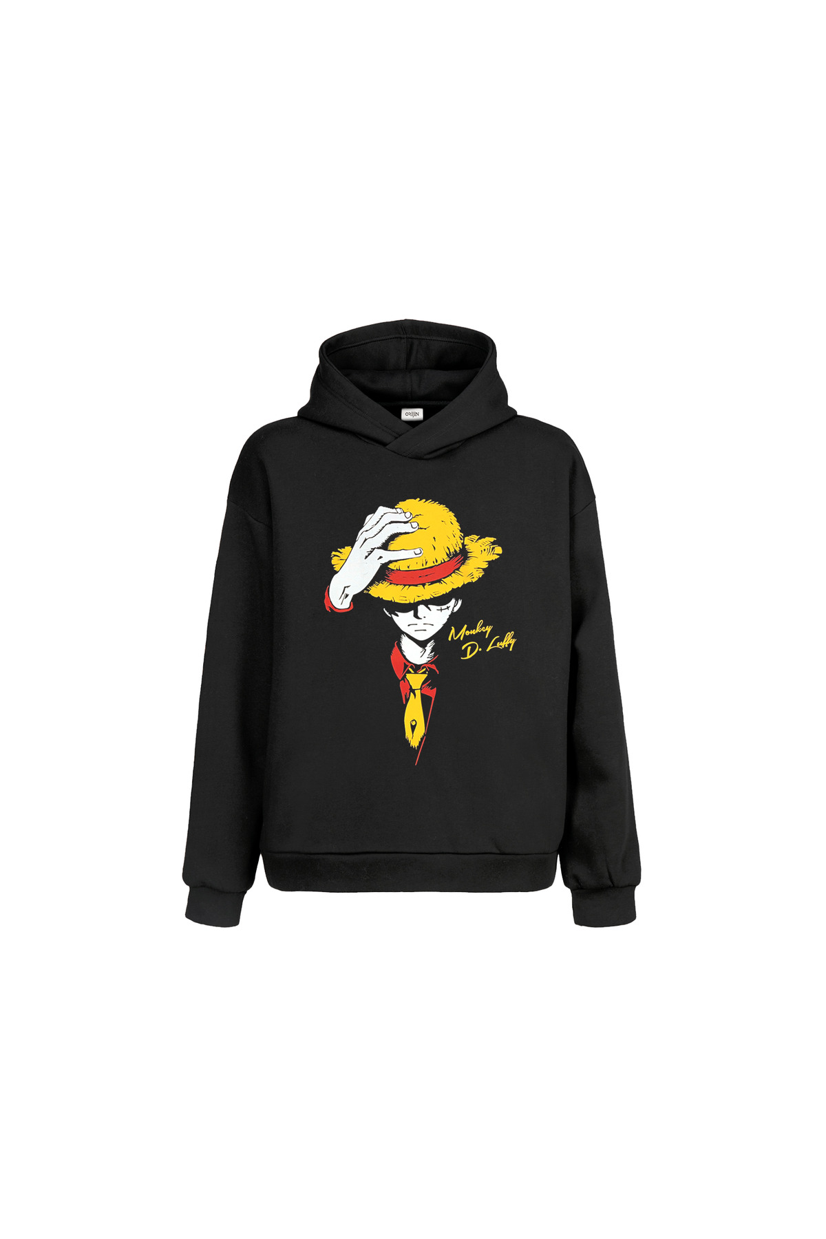 One Piece Monkey D. Luffy Baskılı Siyah Kapşonlu Çocuk Sweatshirt