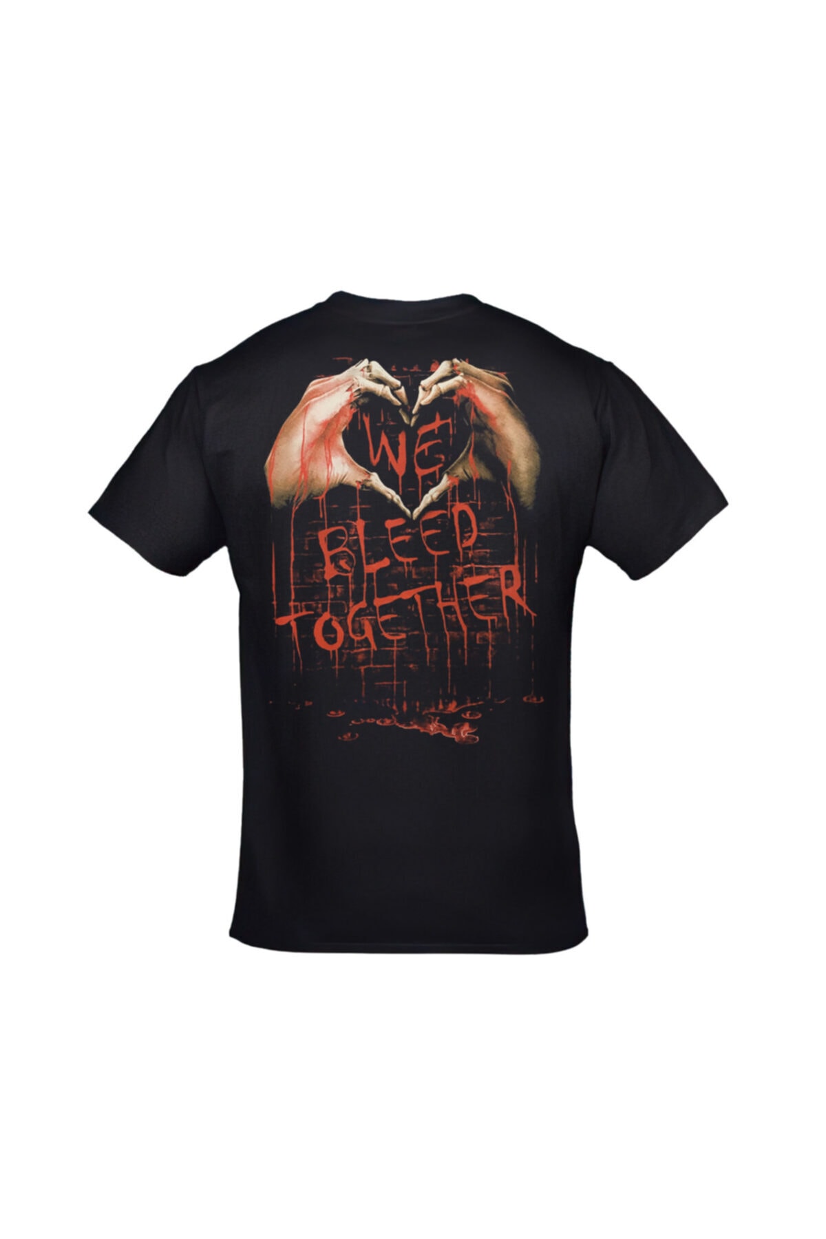 United We Bleed Together Ön Arka Baskılı Unisex Siyah Tshirt