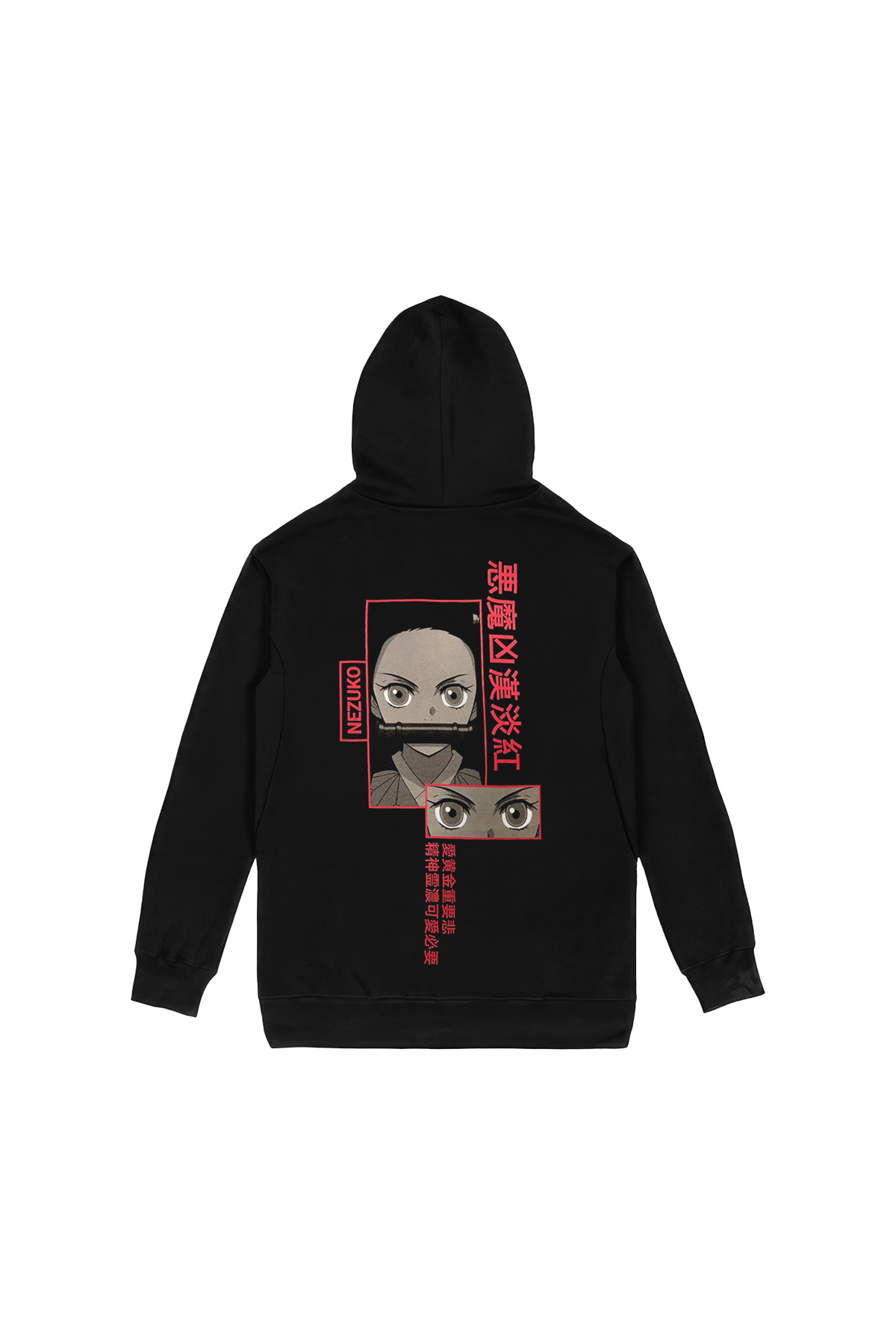 Demon Slayer Nezuko Kamado Ön Arka Baskılı Siyah Kapşonlu Sweatshirt