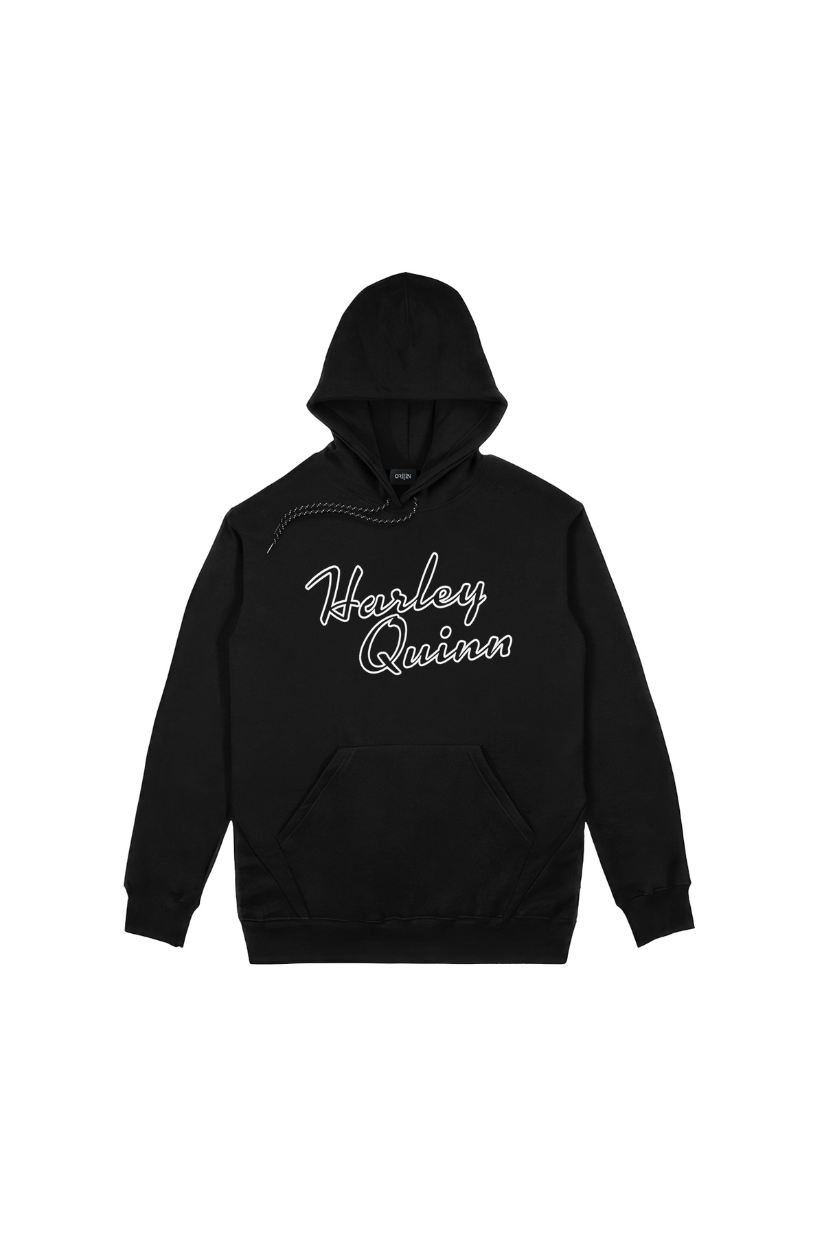 Harley Quinn Ön Arka Baskılı Siyah Kapşonlu Sweatshirt