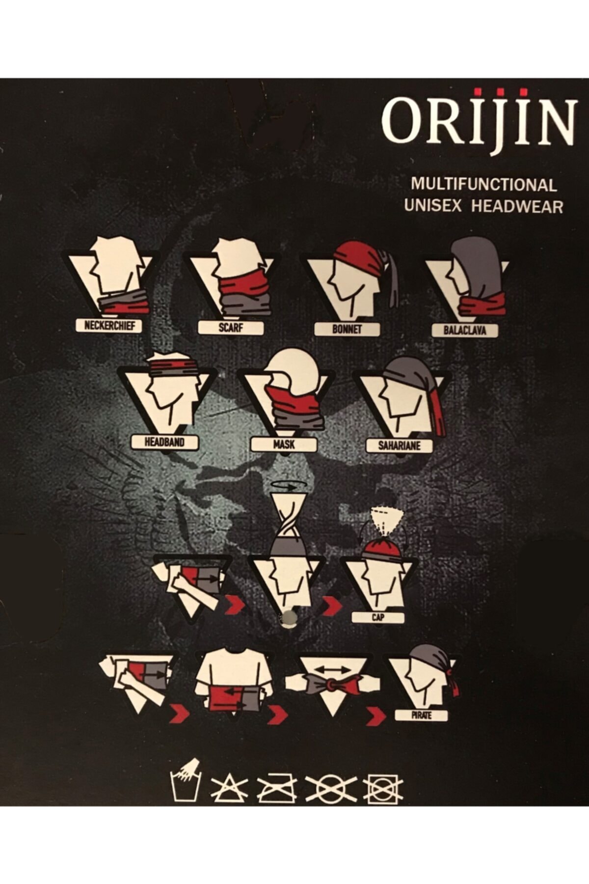 Kurukafa Kemik Temalı Çok Fonksiyonlu Boyunluk Maske Bandana