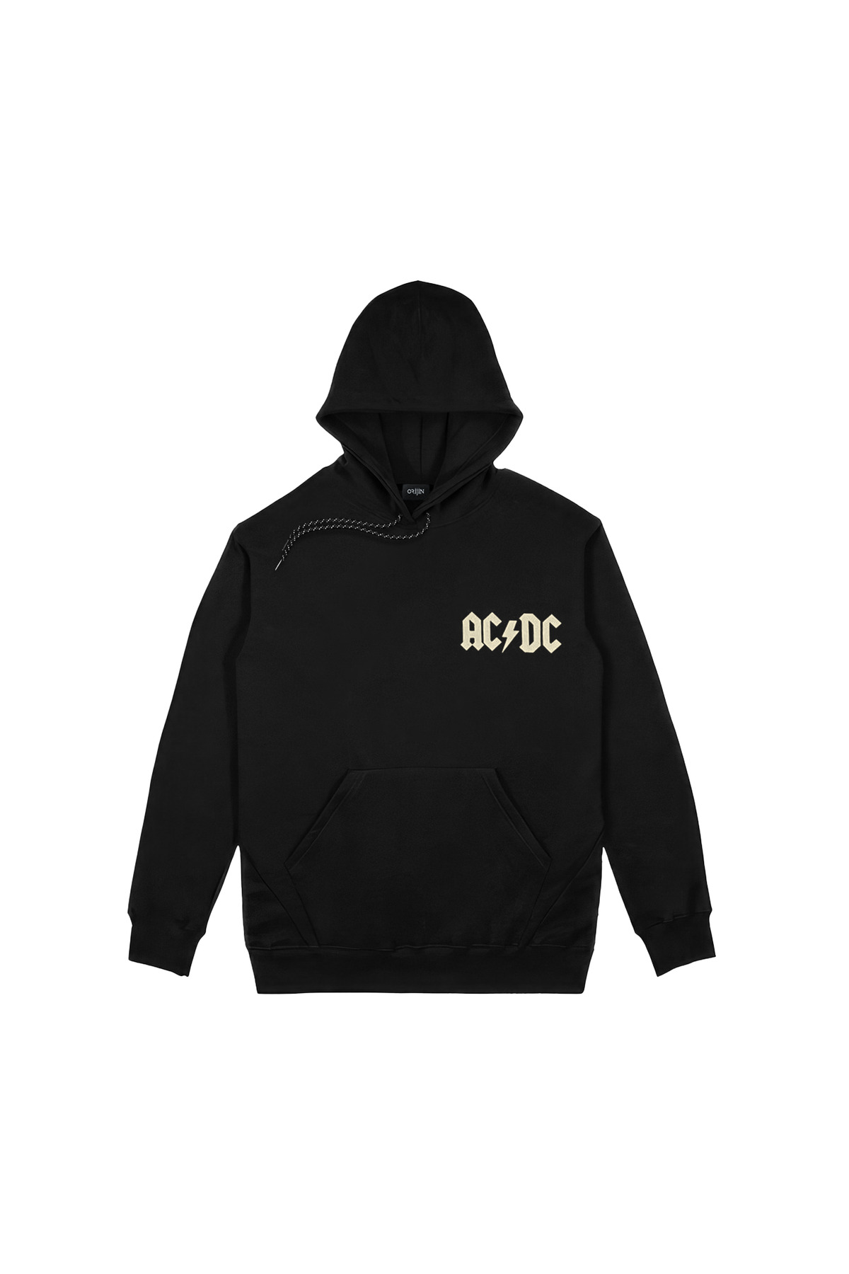 AC DC High Voltage 1975 Ön Arka Baskılı Siyah Kapşonlu Sweatshirt