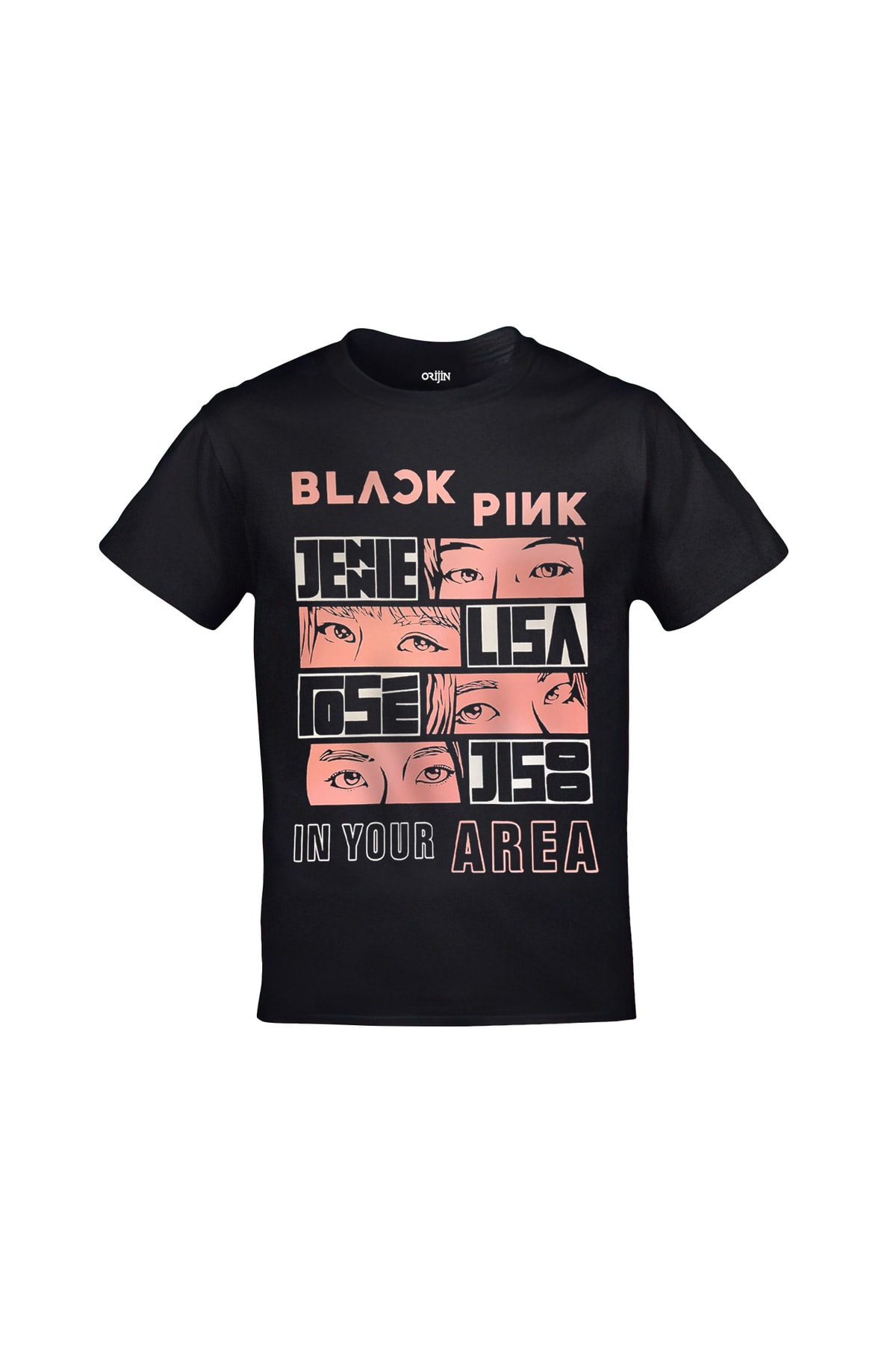 Blackpink In Your Area Jenie Lisa Rose Jisoo Baskılı Unisex Siyah Tshirt