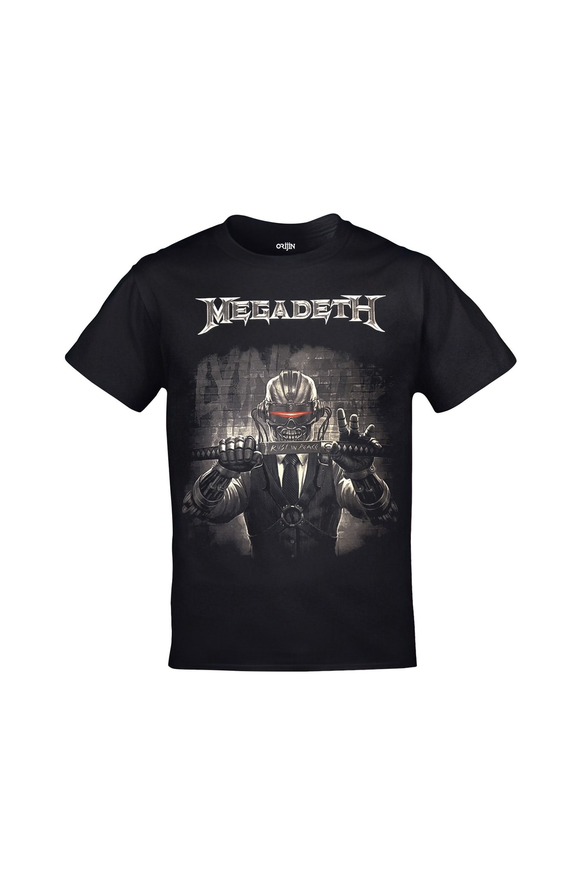 Megadeth Rust In Peace Skull Ön Arka Baskılı Unisex Siyah Tshirt