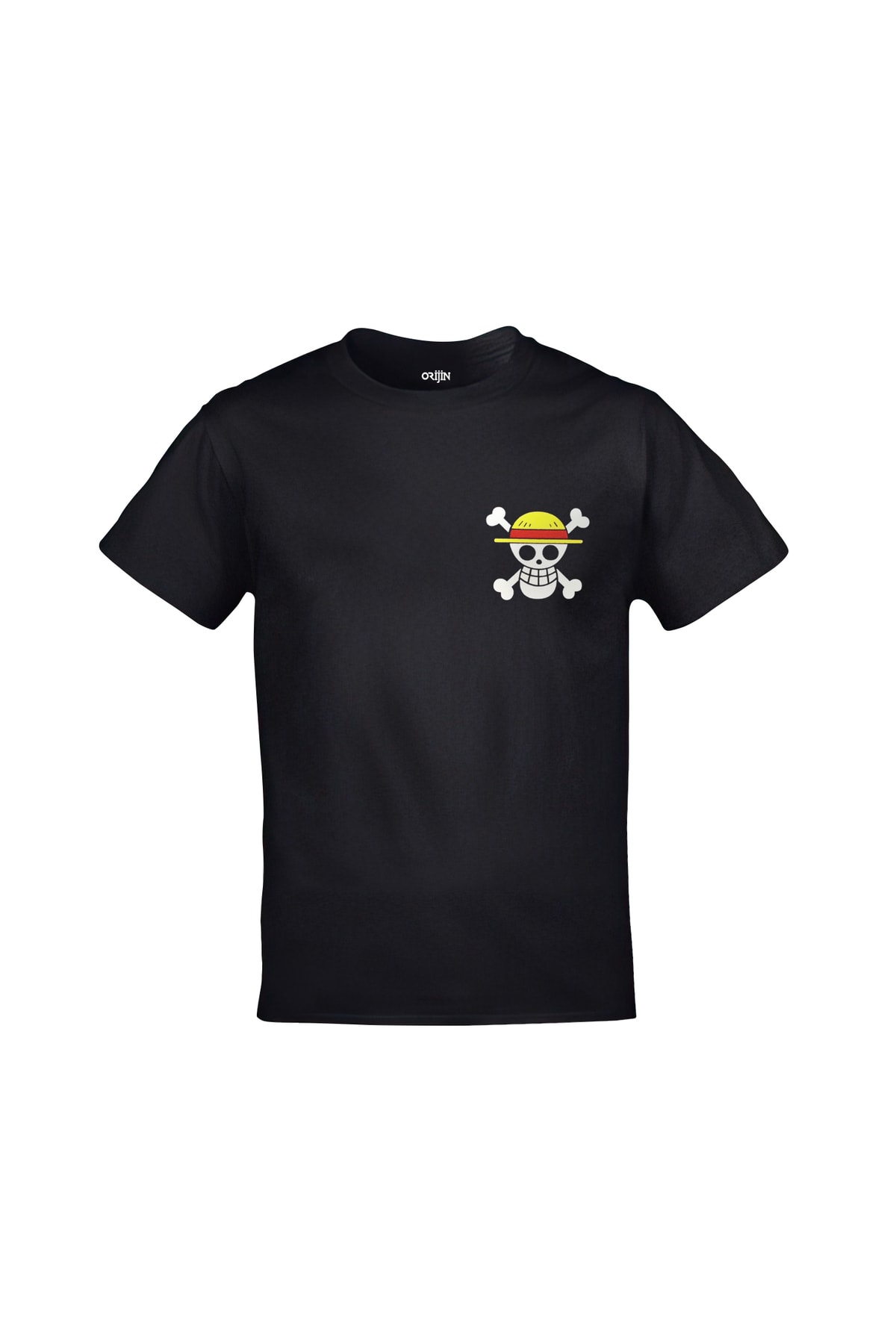 One Piece Monkey D. Luffy Silüet Ön Arka Baskılı Unisex Siyah Tshirt