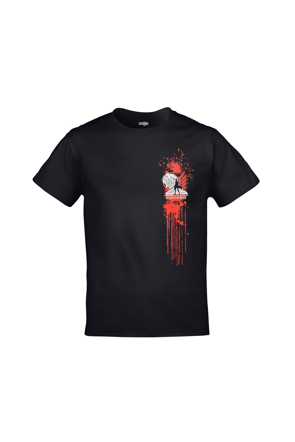 Attack On Titan Shingeki No Kyojin Eren Yeager Ön Arka Baskılı Unisex Siyah Tshirt