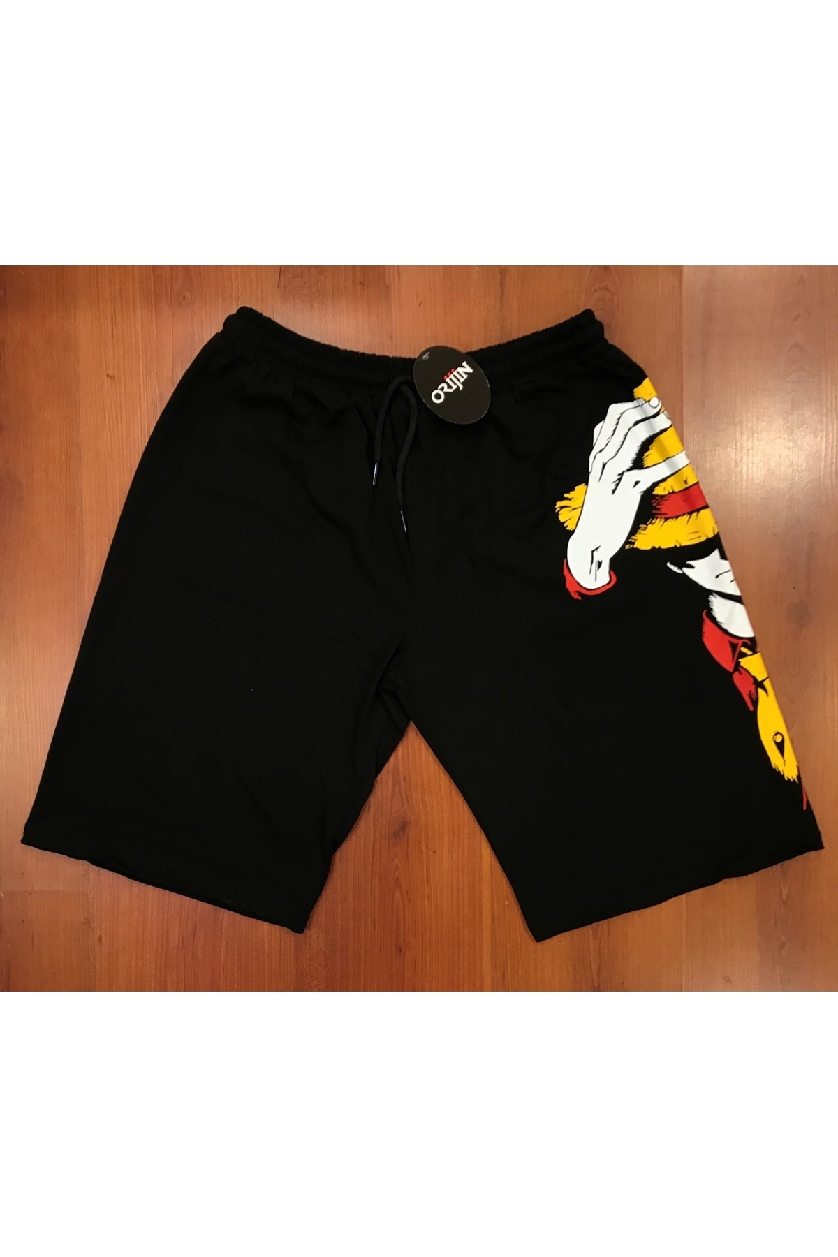 One Piece Monkey D. Luffy Baskılı Siyah Şort