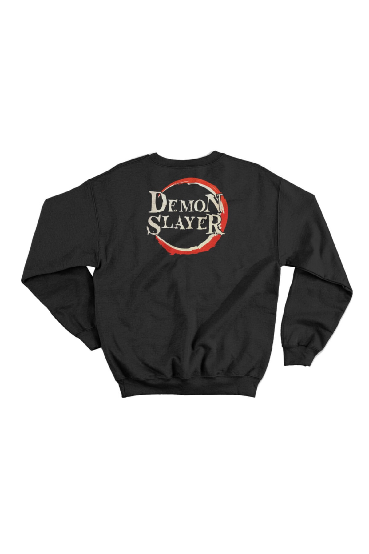 Demon Slayer Kimetsu No Yaiba Anime Ön Arka Baskılı Unisex Siyah Sweatshirt