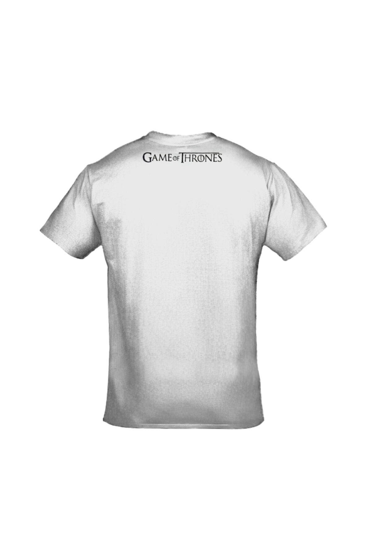 Unisex Beyaz Hold The Door Game Of Thrones Baskılı T-shirt