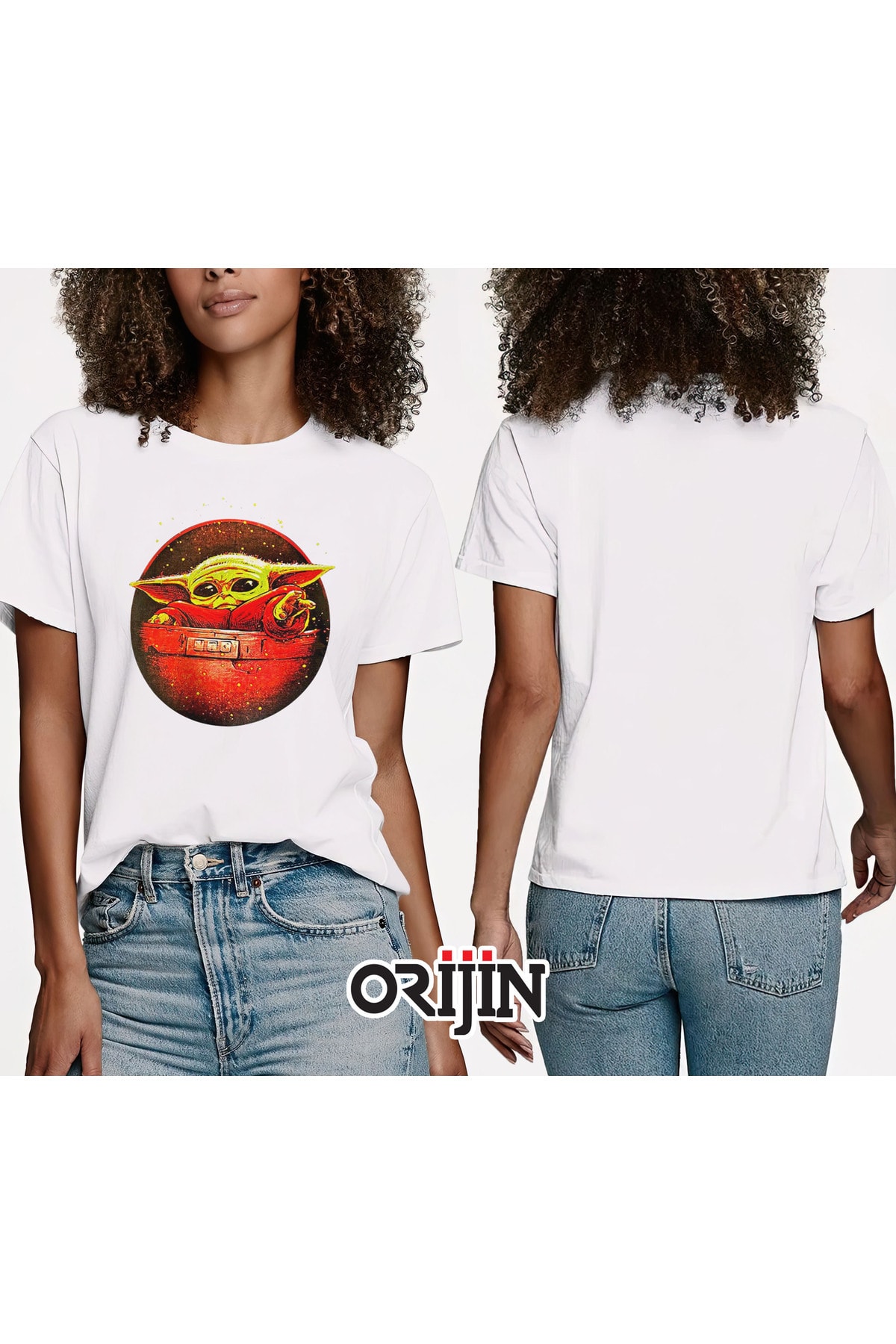 Baby On Board Yoda Baby Yoda Baskılı Unisex Beyaz Tshirt