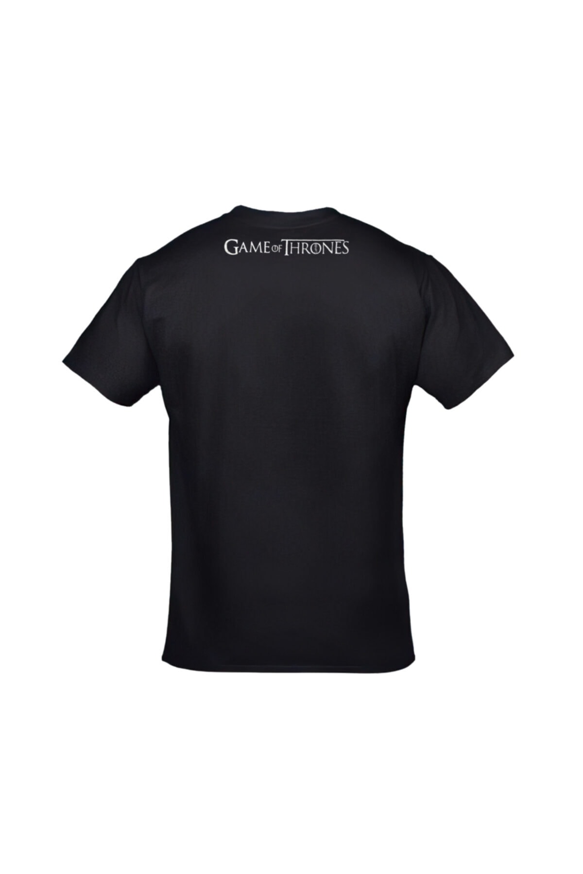 Unisex Siyah Game Of Thrones Unisex Ön Arka Baskılı T-Shirt