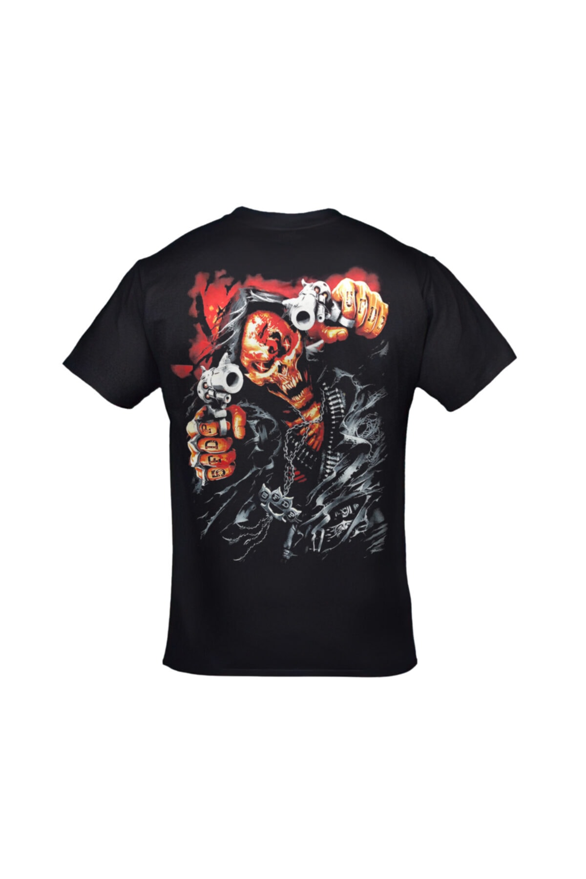 Unisex Siyah Five Finger Death Punch Ön Arka Baskılı Tshirt