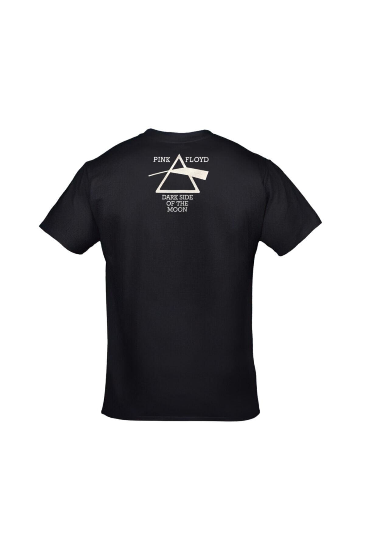 Unisex Siyah Pink Floyd The Dark Side Of The Moon Ön Arka Baskılı Tshirt