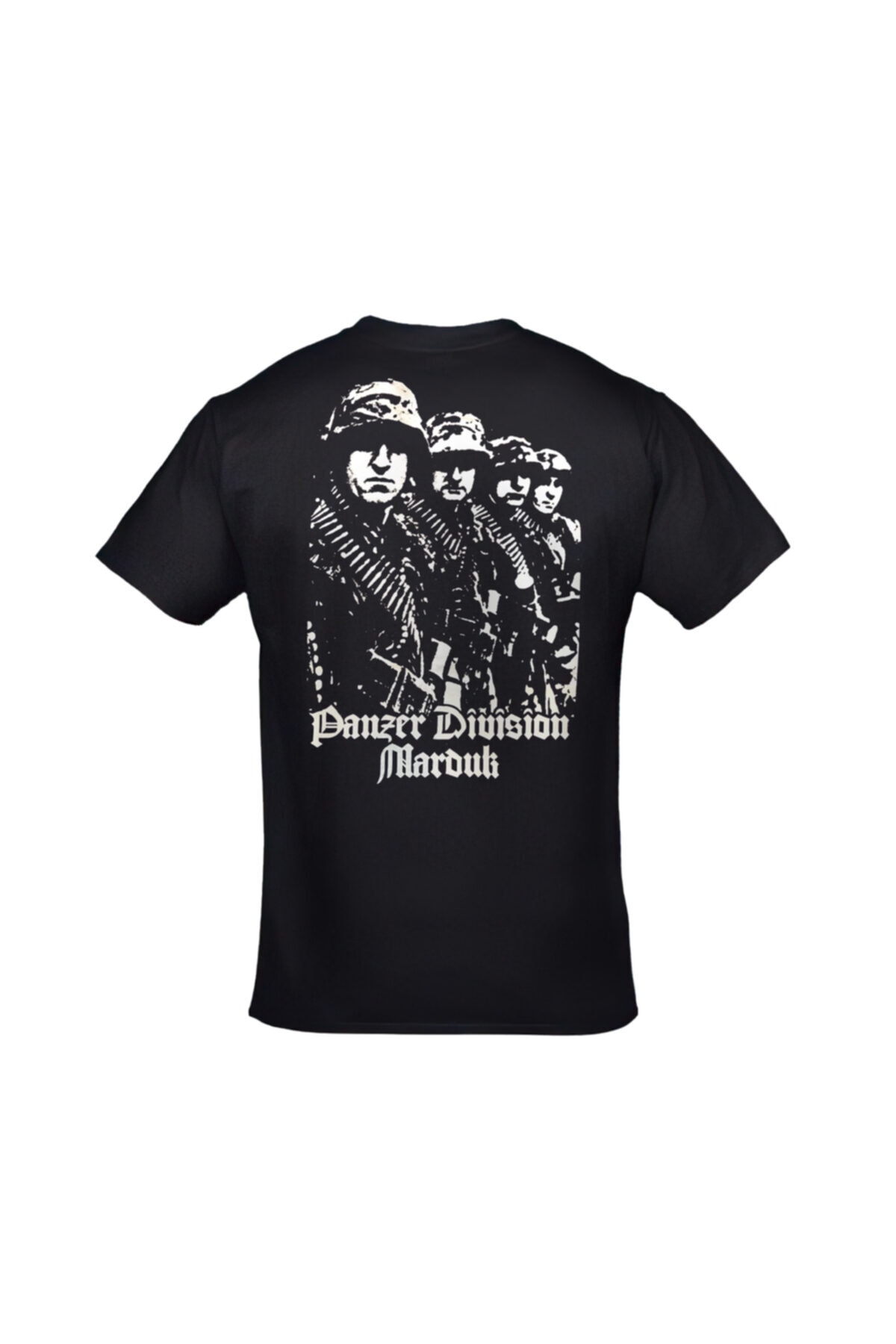 Unisex Siyah Panzer Division Ön Arka Baskılı T-Shirt