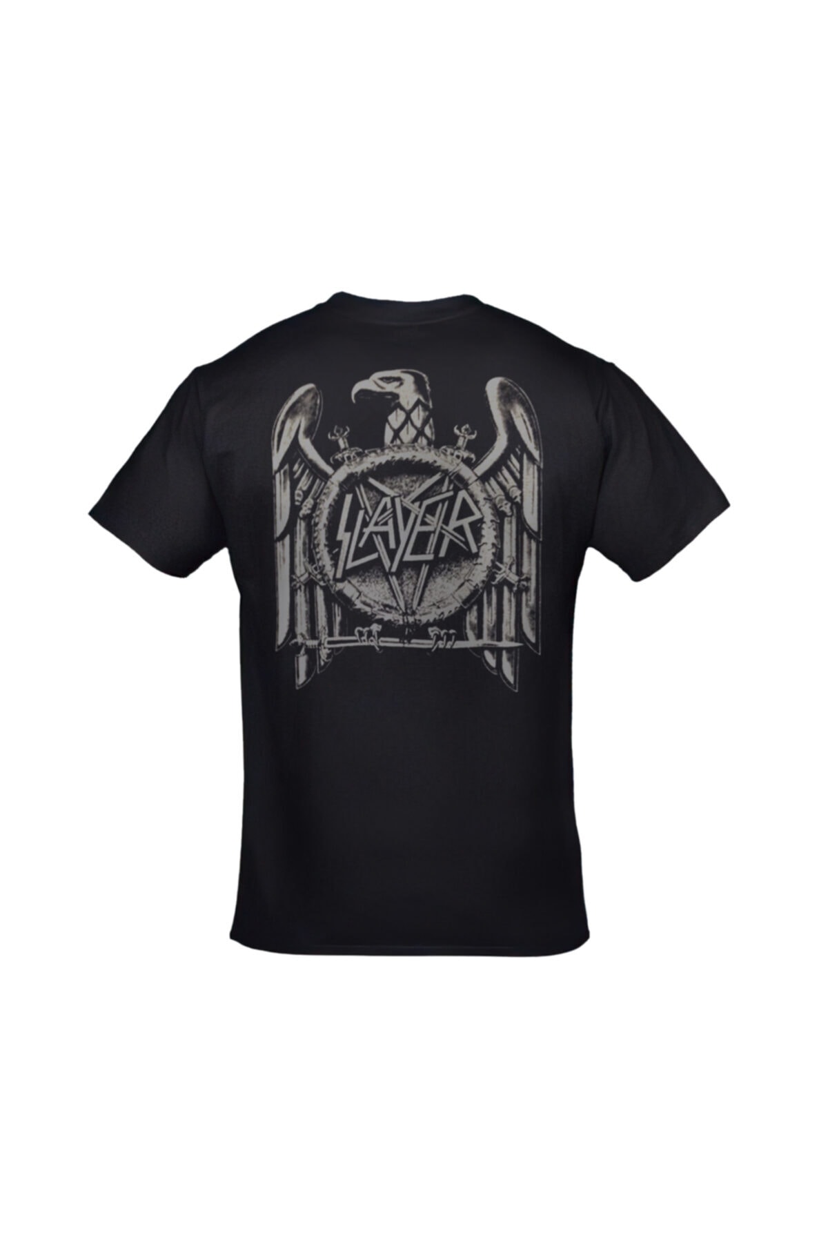 Unisex Siyah Slayer Eagle Ön Arka Baskılı Tshirt