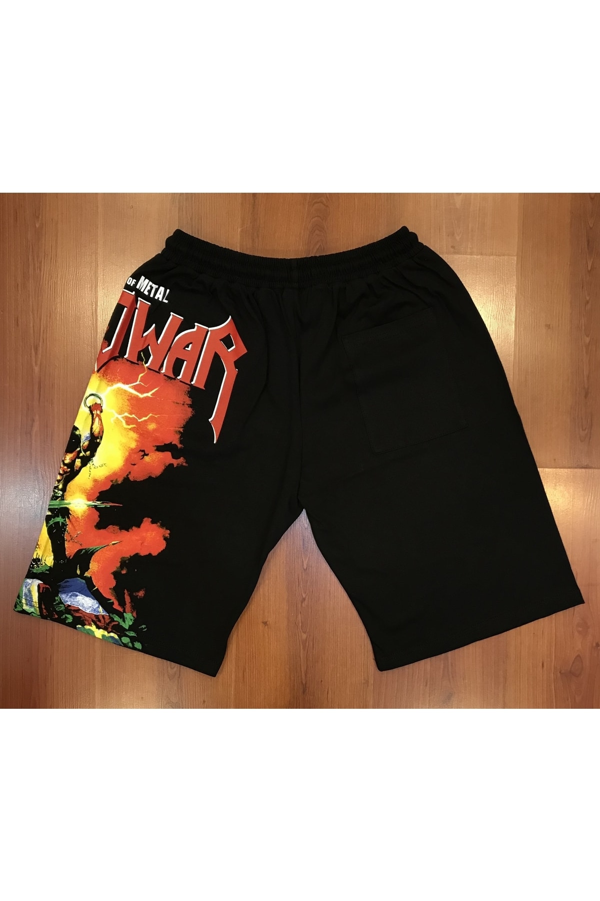Manowar Kings Of Metal Baskılı Siyah Şort