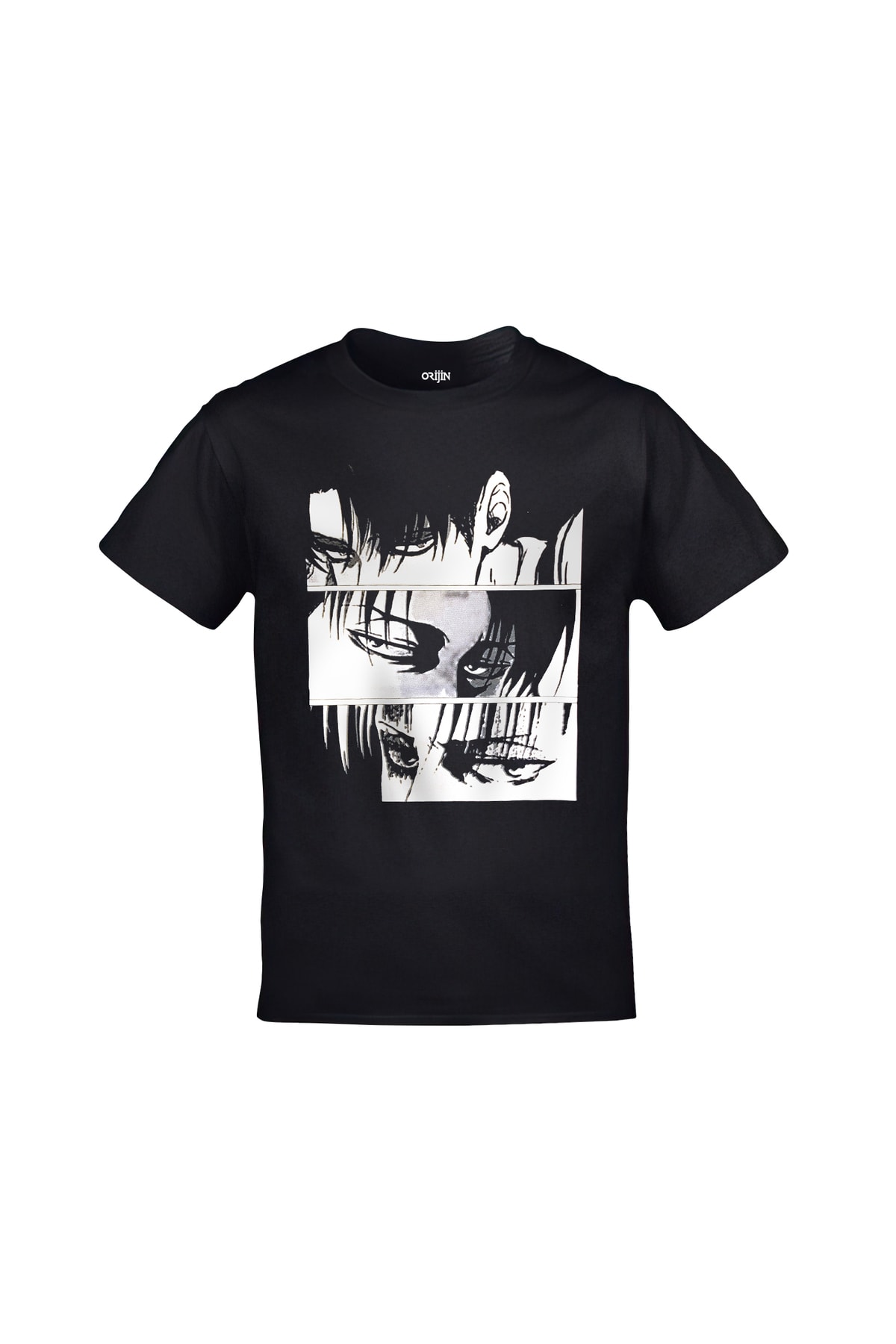 Attack On Titan Eyes Of Characters Baskılı Unisex Siyah Tshirt