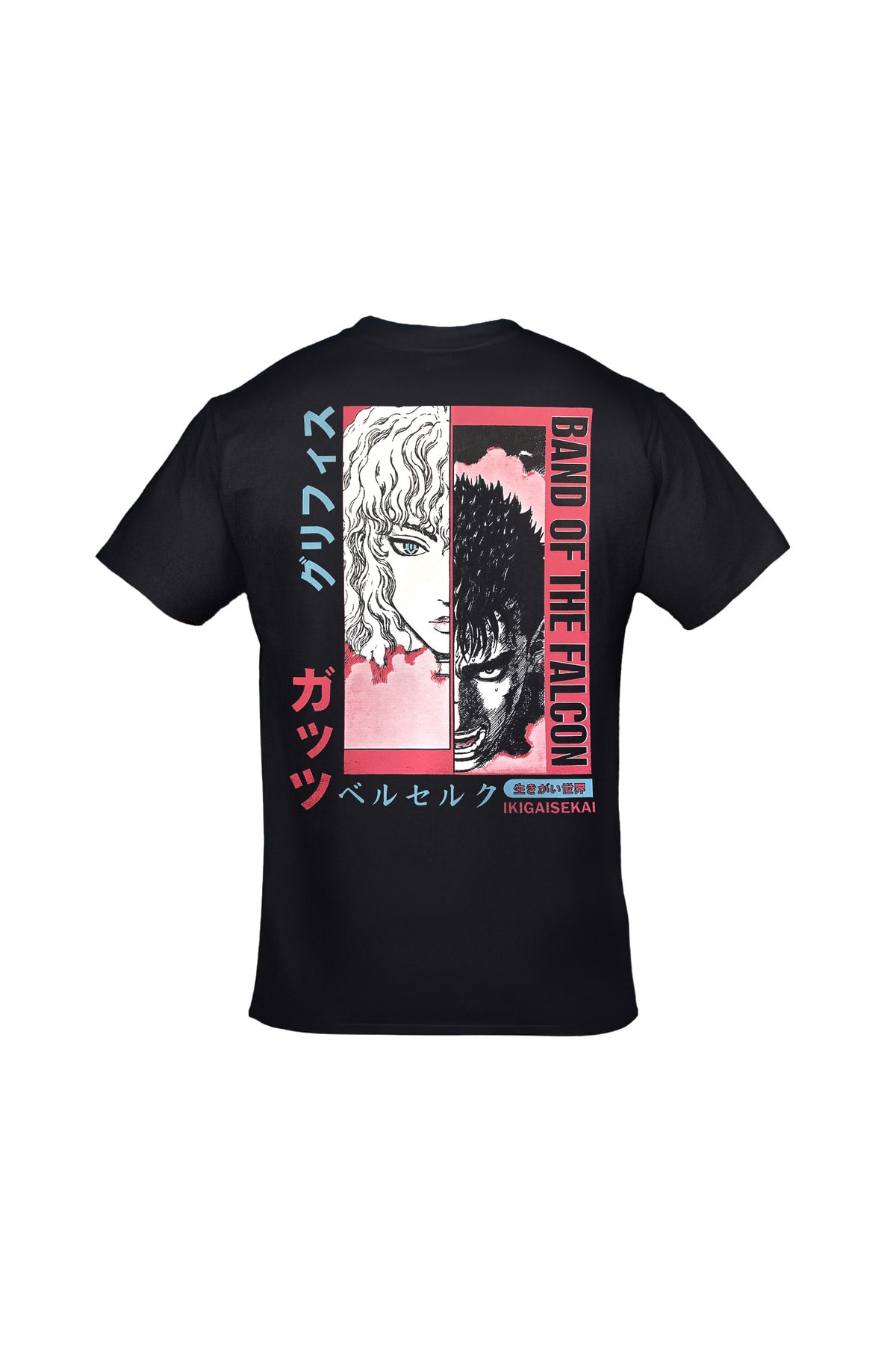 Berserk Band Of The Falcon Ikigaisekai Ön Arka Baskılı Unisex Siyah Tshirt