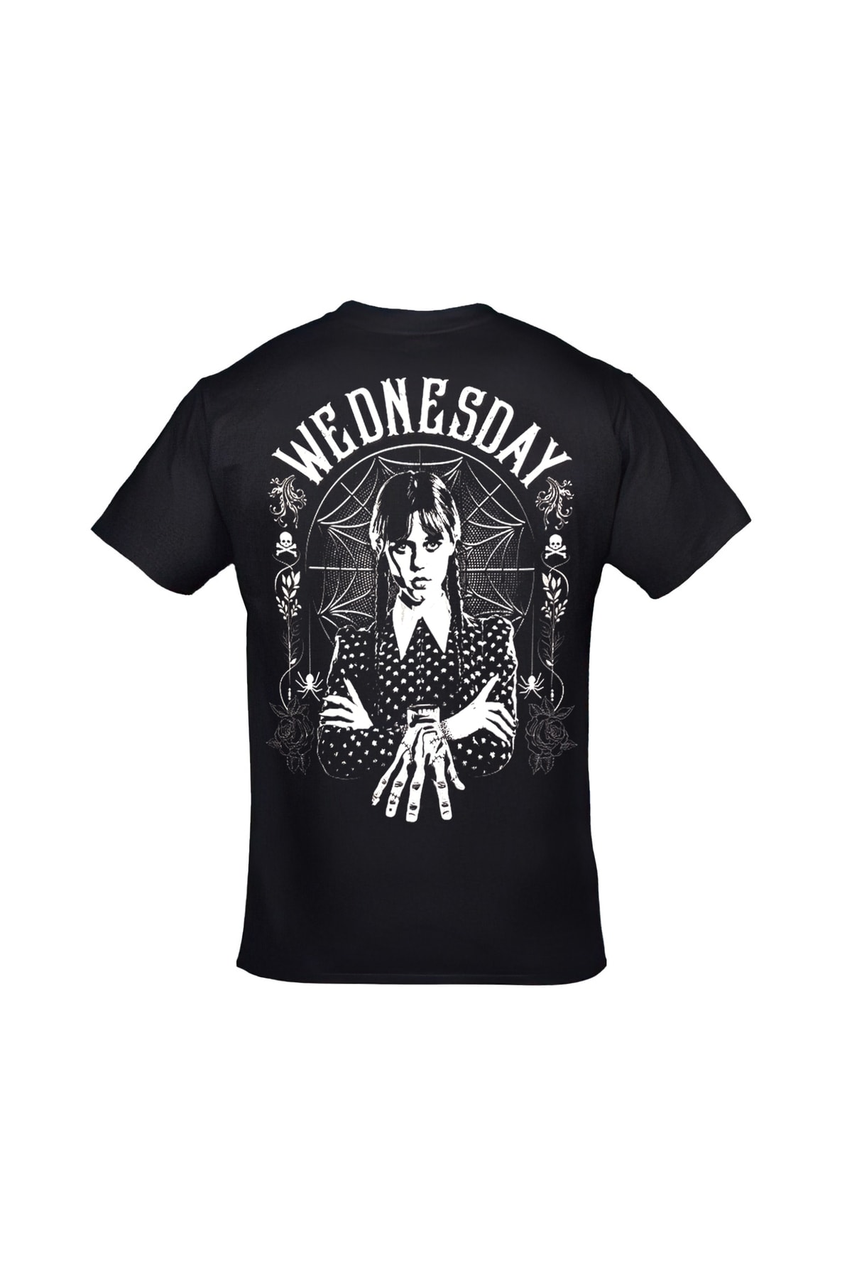 Wednesday And Thing Ön Arka Baskılı Unisex Siyah Tshirt