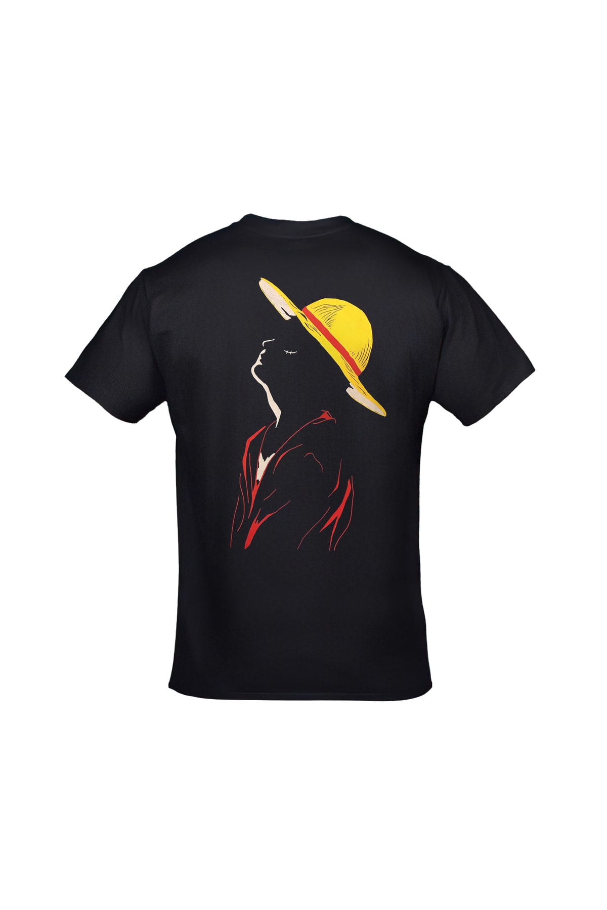 One Piece Monkey D. Luffy Silüet Ön Arka Baskılı Unisex Siyah Tshirt