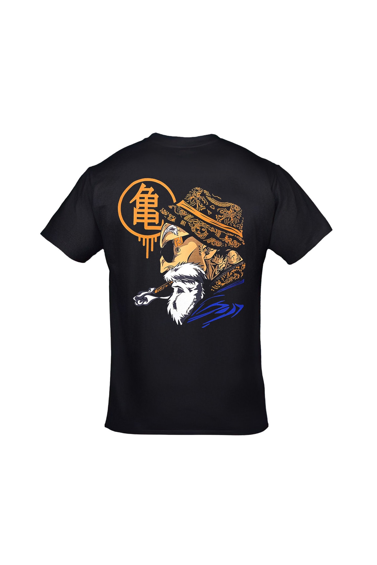 Dragon Ball Master Roshi Ön Arka Baskılı Unisex Siyah Tshirt
