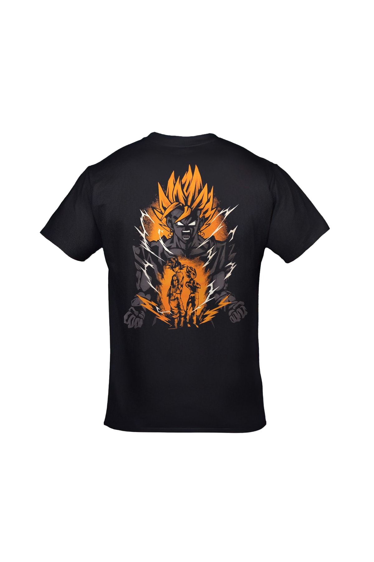 Dragon Ball Z Goku Super Saiyan Ön Arka Baskılı Unisex Siyah Tshirt