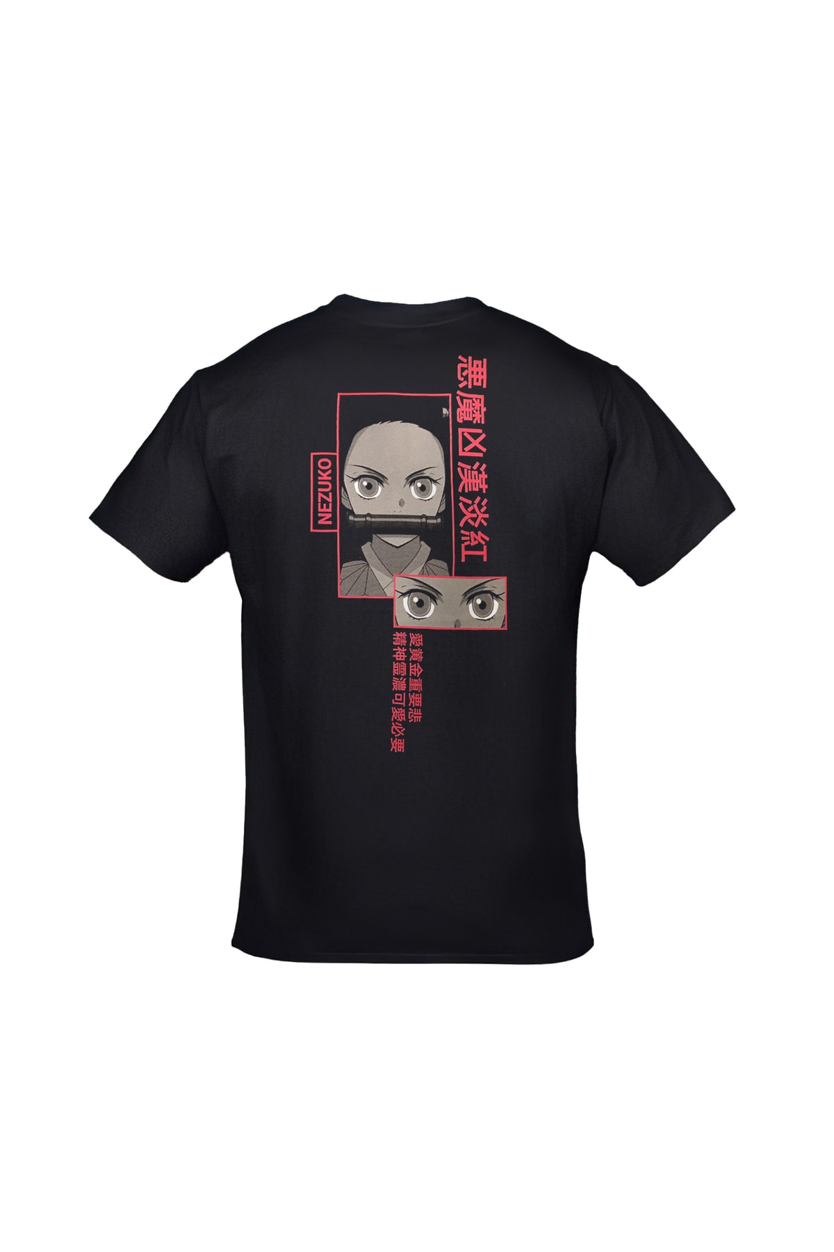 Demon Slayer Nezuko Kamado Ön Arka Baskılı Unisex Siyah Tshirt