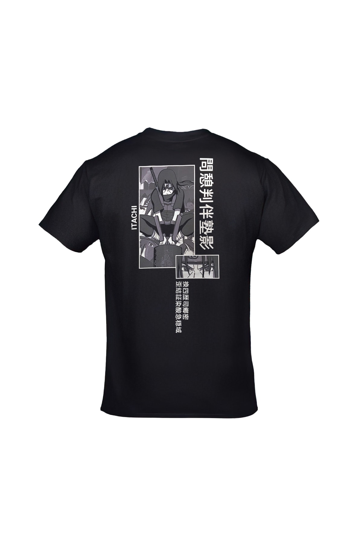 Naruto Itachi Ön Arka Baskılı Unisex Siyah Tshirt