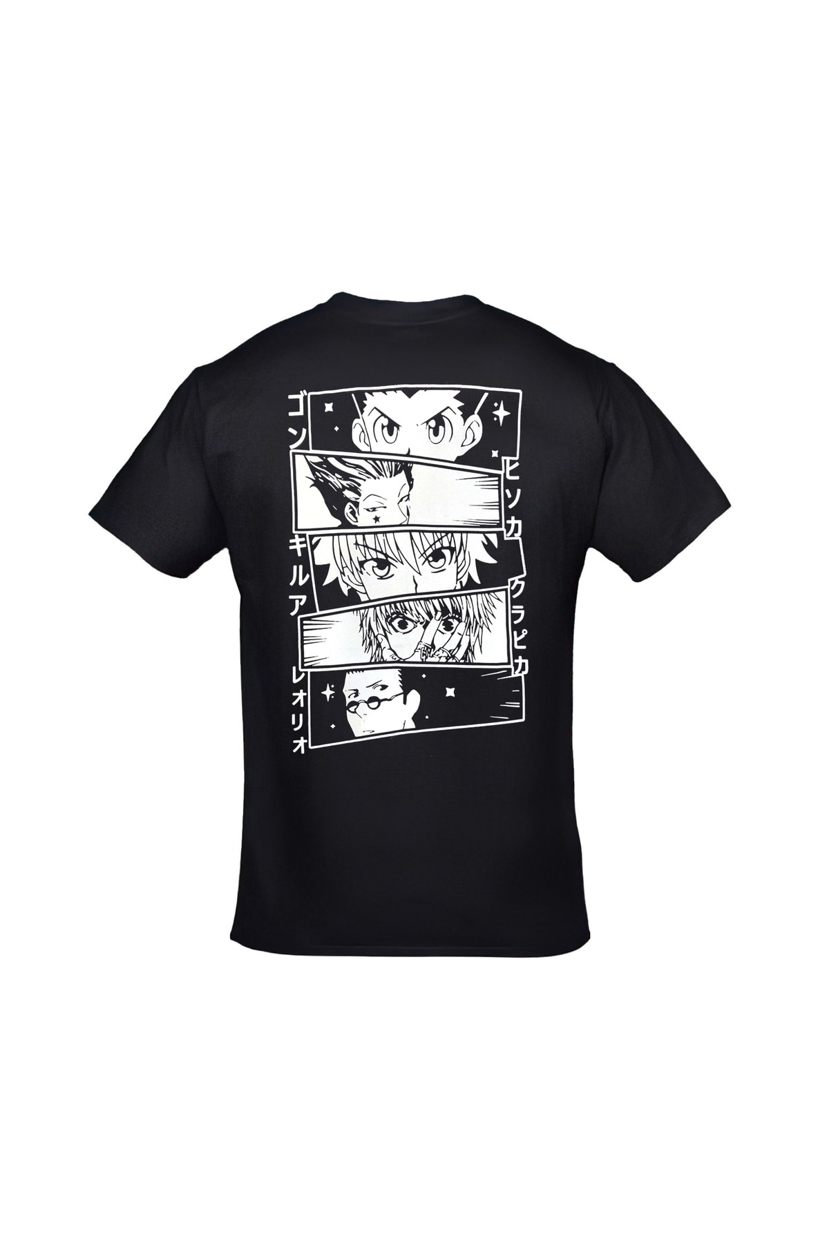 Hunter X Hunter 5 Karakter Ön Arka Baskılı Unisex Siyah Tshirt