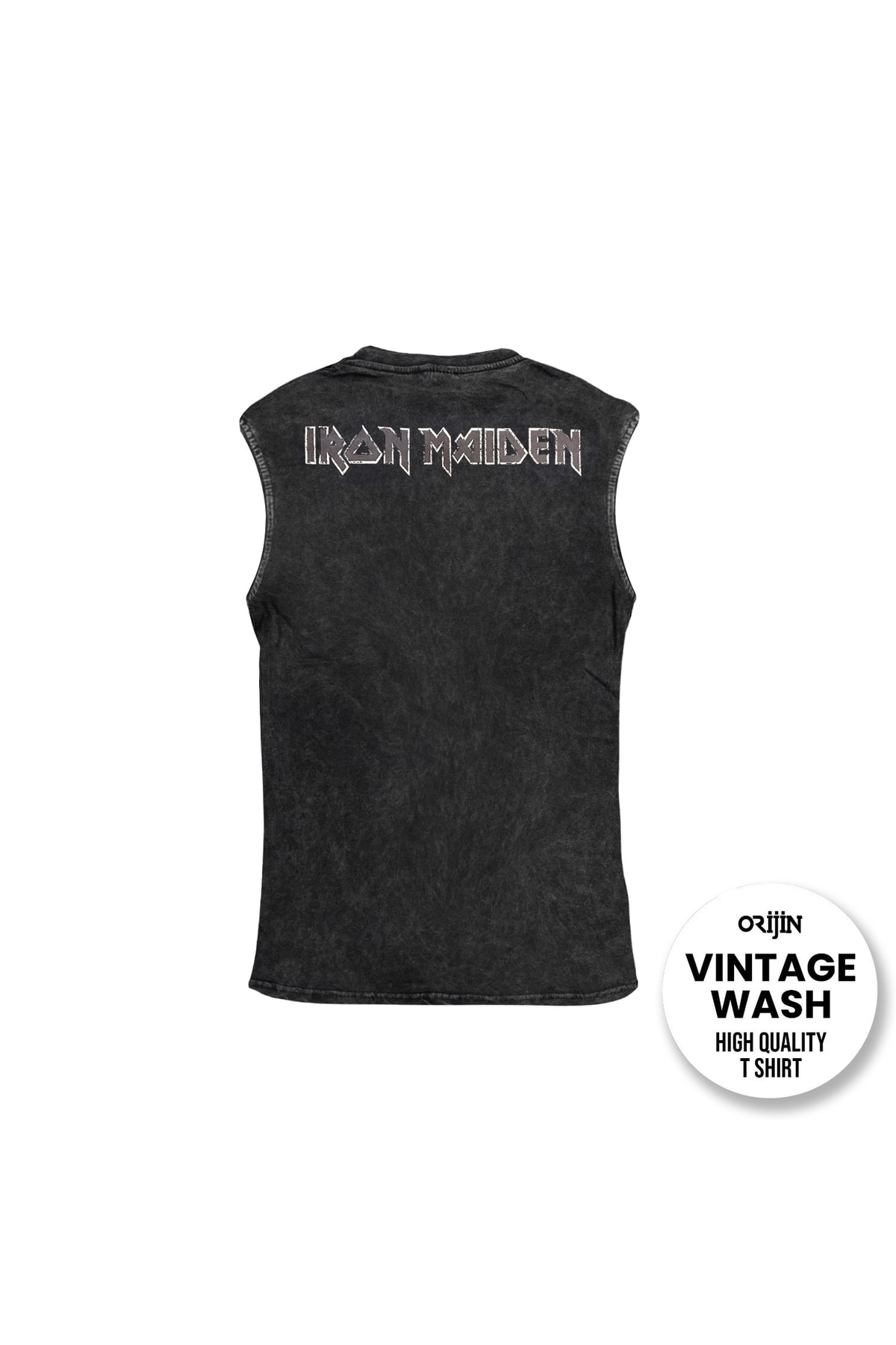 Iron Maiden Number of The Beast Ön Arka Baskılı Yıkamalı Vintage Kolsuz Tshirt Atlet