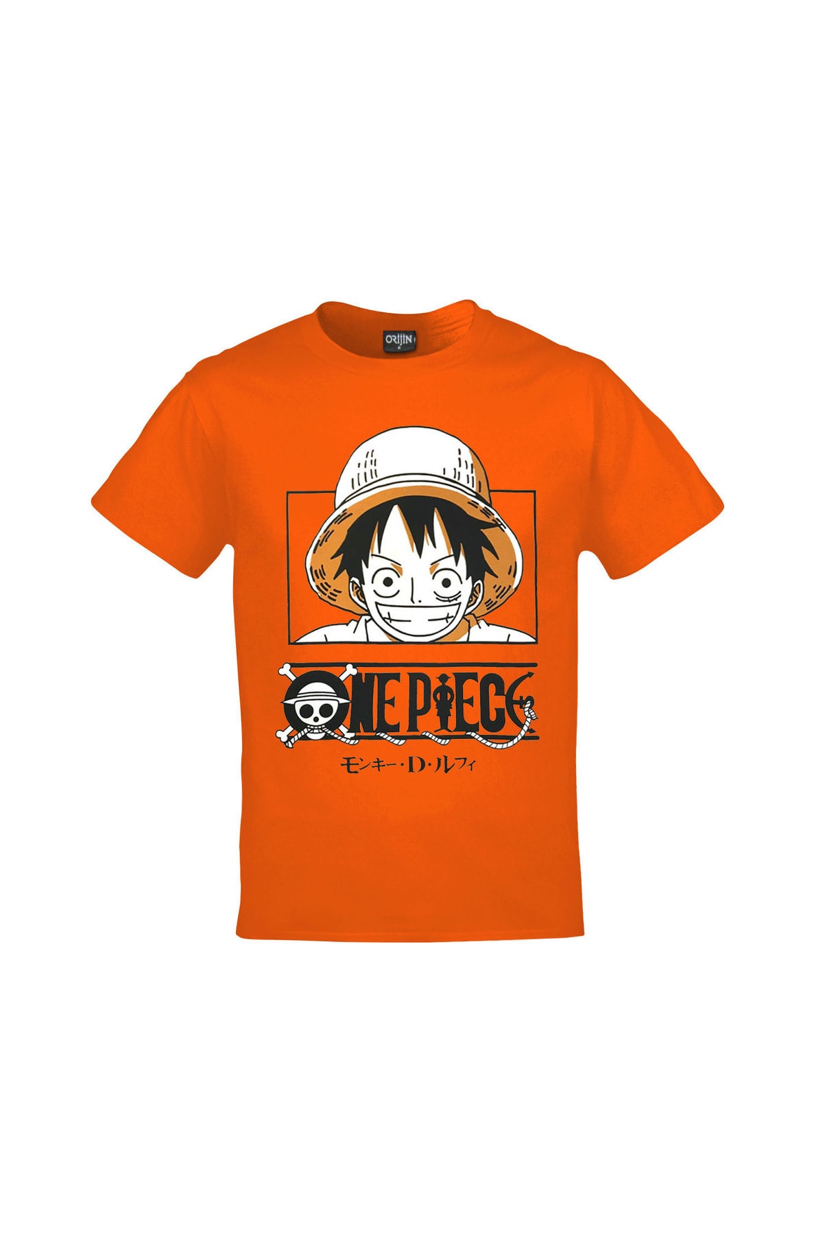 One Piece Monkey D. Luffy Baskılı Unisex Turuncu Tshirt