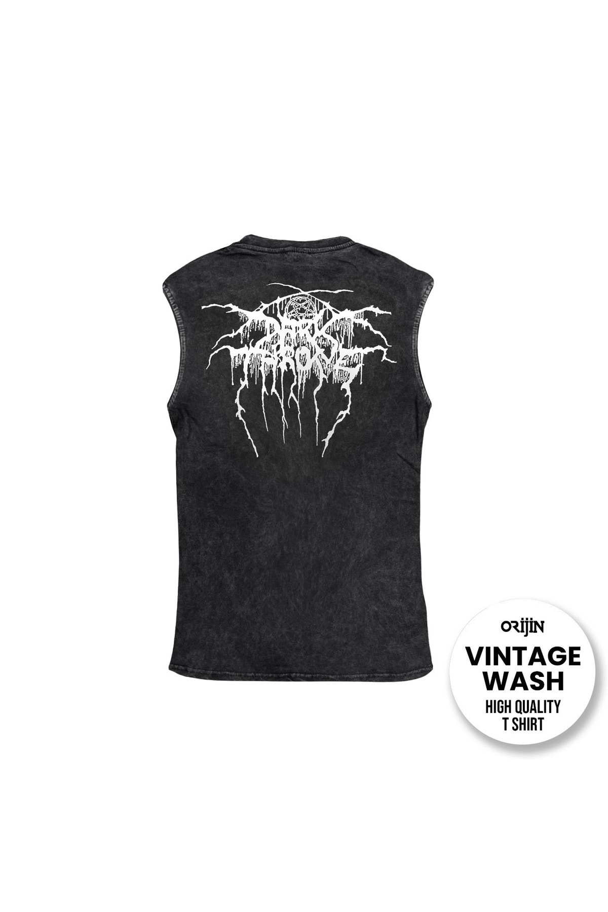 Dark Throne Old Star Ön Arka Baskılı Yıkamalı Vintage Kolsuz Tshirt Atlet