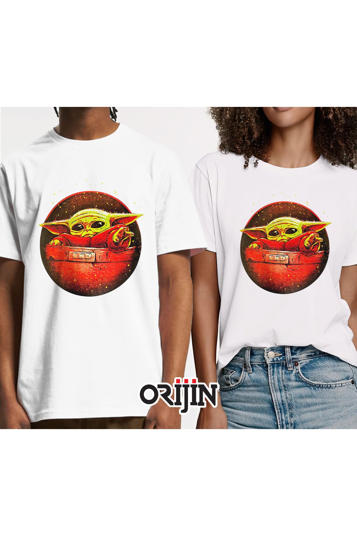 Baby On Board Yoda Baby Yoda Baskılı Unisex Beyaz Tshirt