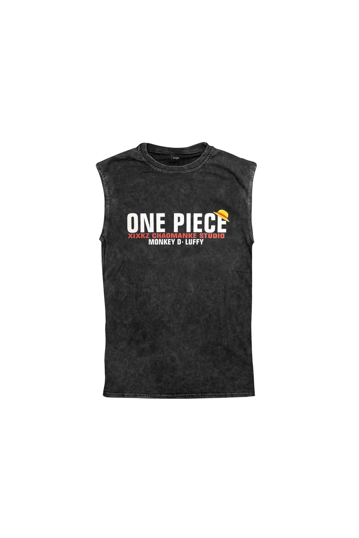 One Piece Luffy Gear 5 Ön Arka Baskılı Yıkamalı Vintage Kolsuz Tshirt Atlet