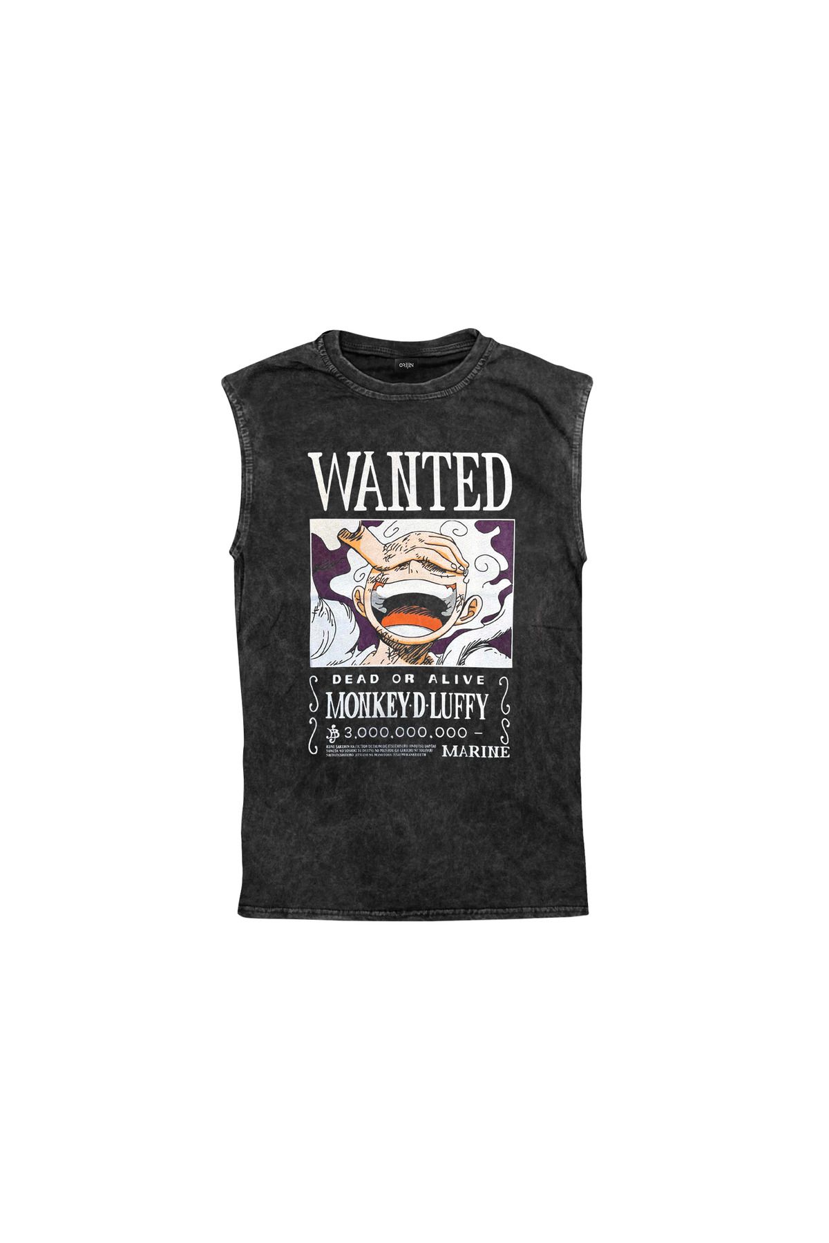 One Piece Luffy Wanted Baskılı Yıkamalı Vintage Kolsuz Tshirt Atlet