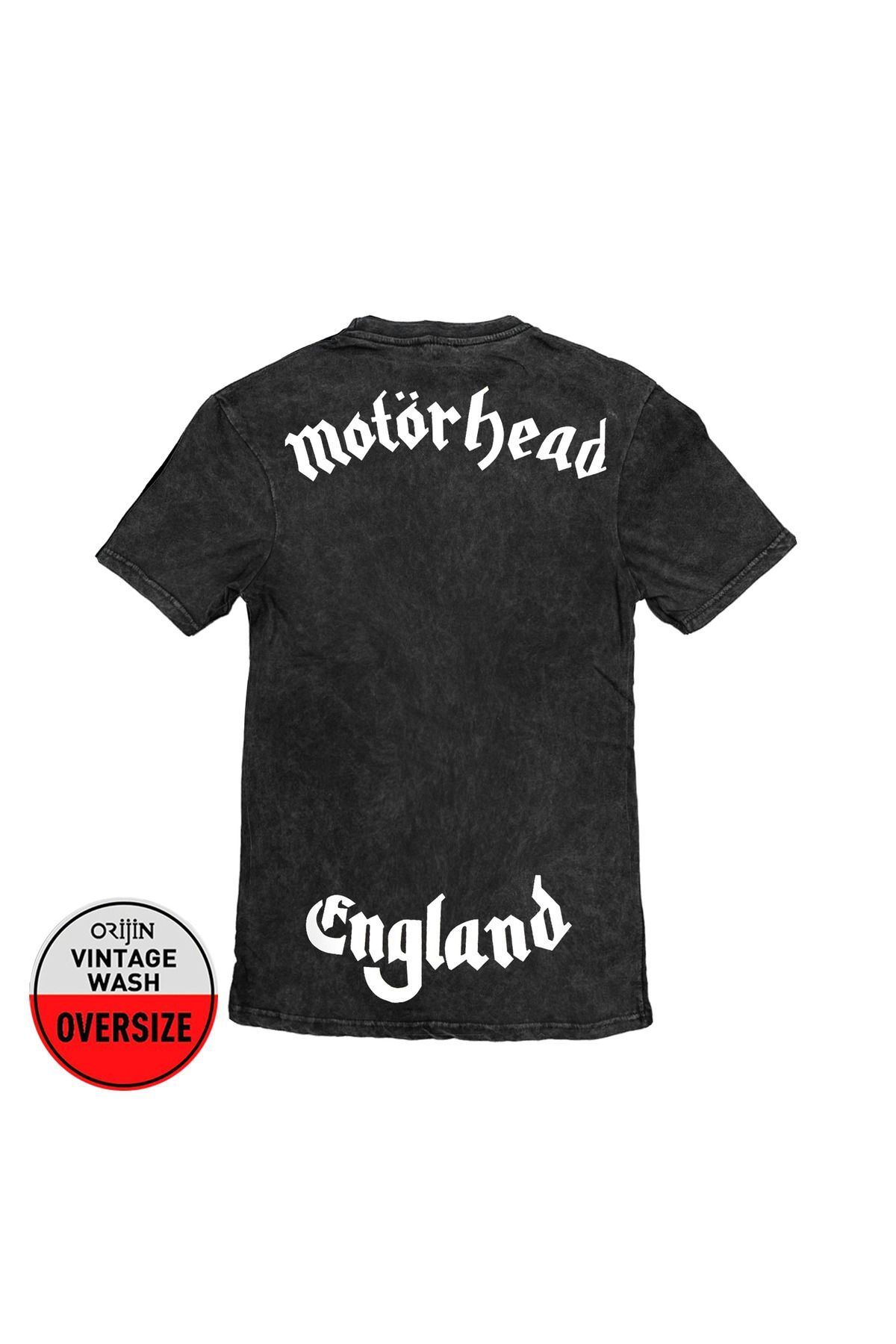 Motörhead England Ön Arka Baskılı Yıkamalı Oversize Tshirt