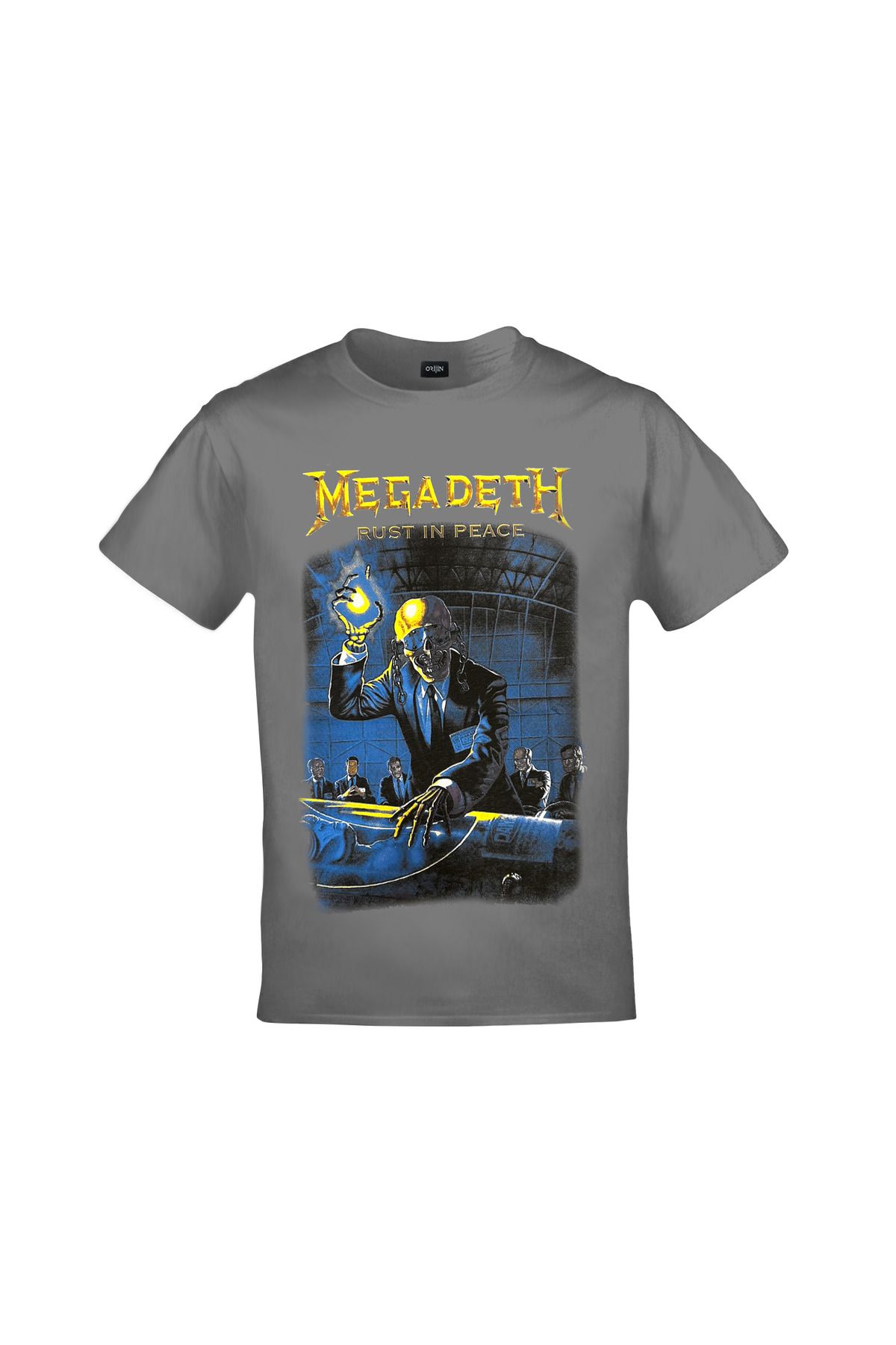 Megadeth Rust in Peace Ön Arka Baskılı Unisex Gri Tshirt