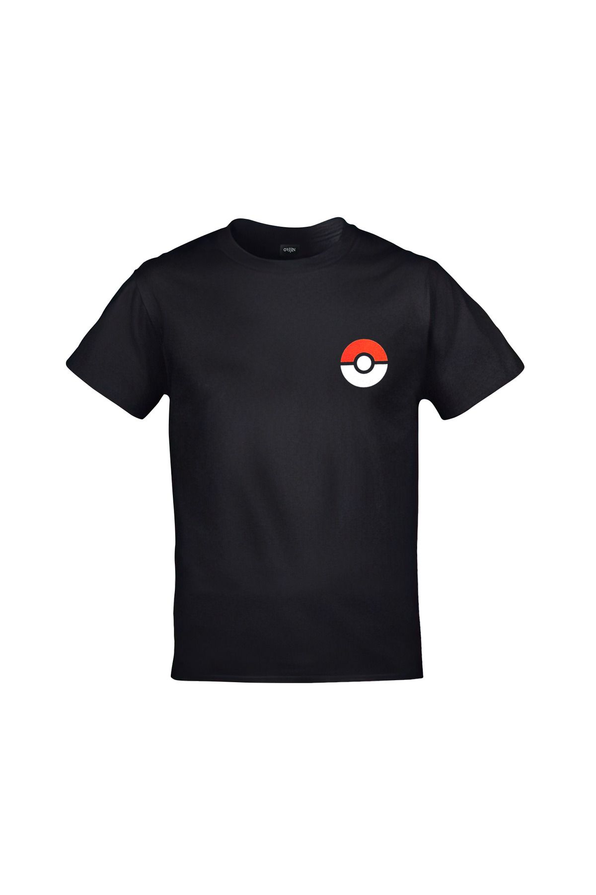 Pokemon Naruto Pikachu Bulbasaur Ön Arka Baskılı Unsiex Siyah Tshirt