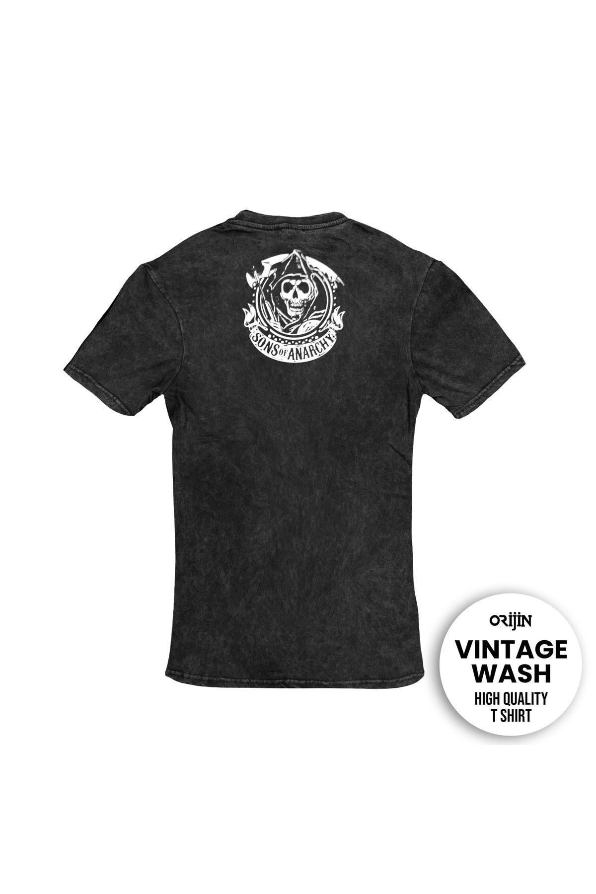 Sons of Anarchy California Ön Arka Baskılı Yıkamalı Vintage Tshirt