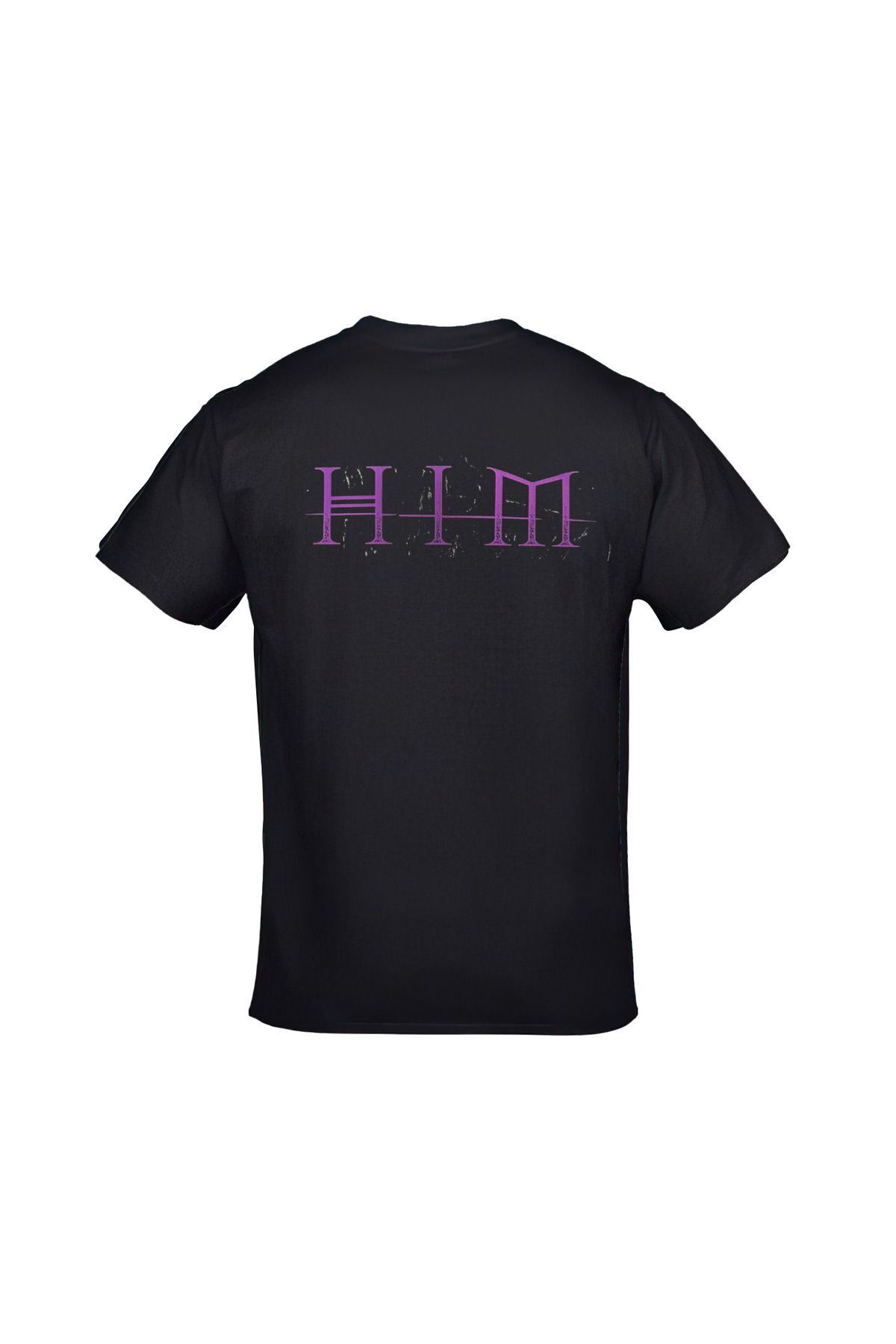 HIM Ön Arka Baskılı Unisex Siyah Tshirt