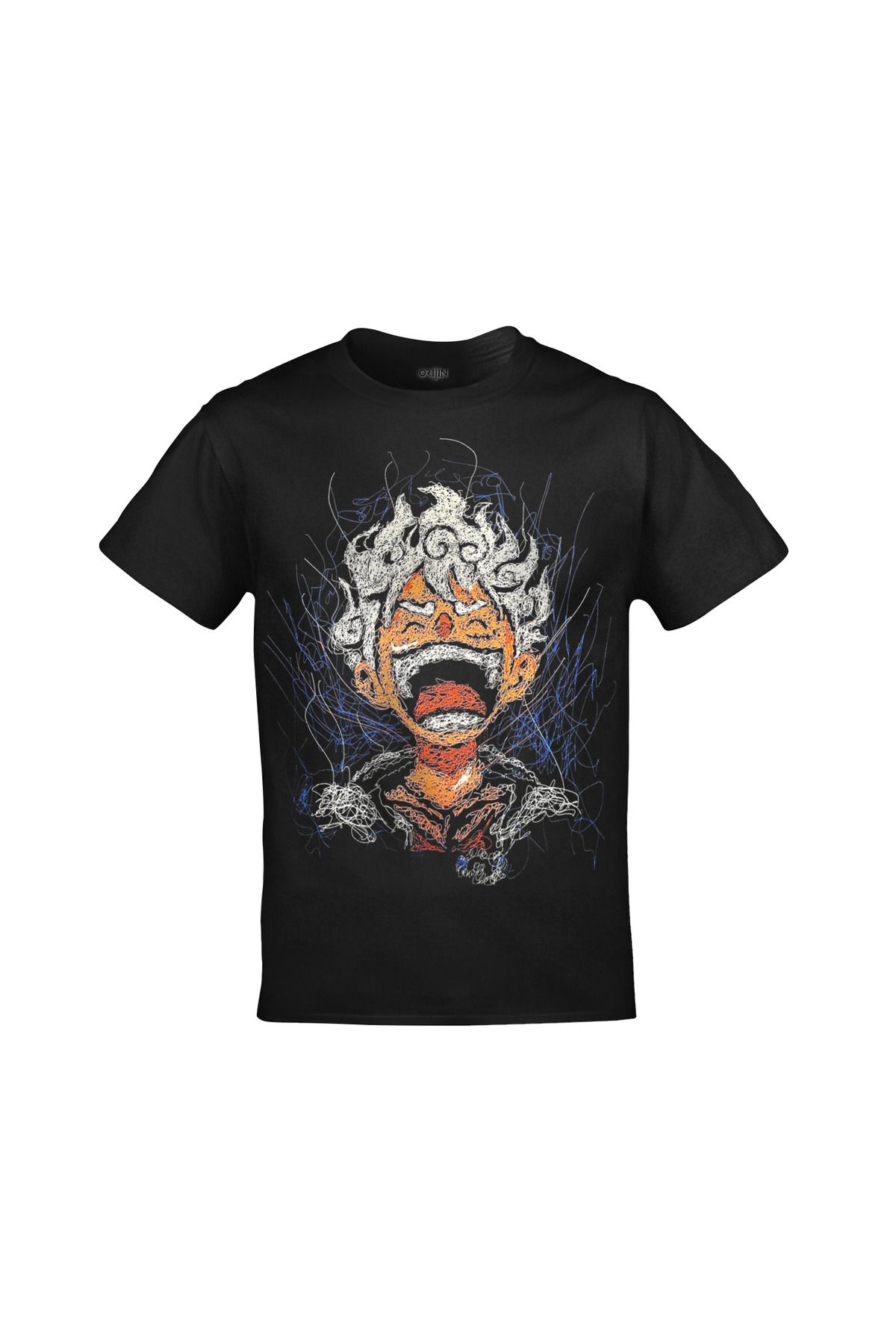 One Piece Monkey D. Luffy Gear 5 Baskılı Unisex Siyah Anime Tshirt