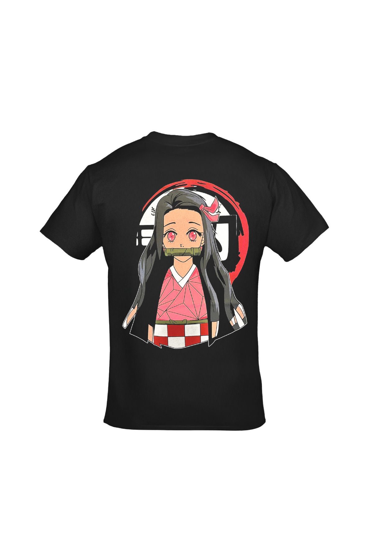 Demon Slayer Nezuko Kamado Ön Arka Baskılı Unisex Siyah Tshirt