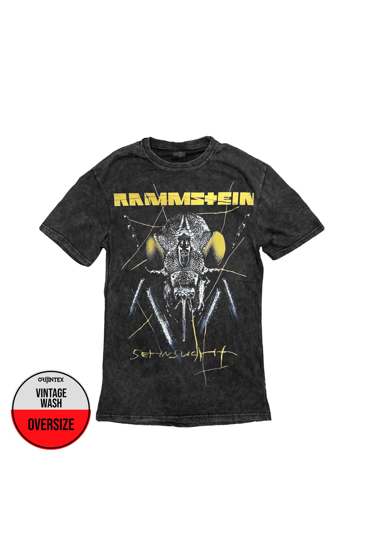 Rammstein Sehnsucht Ön Arka Baskılı Yıkamalı Oversize Vintage Tshirt
